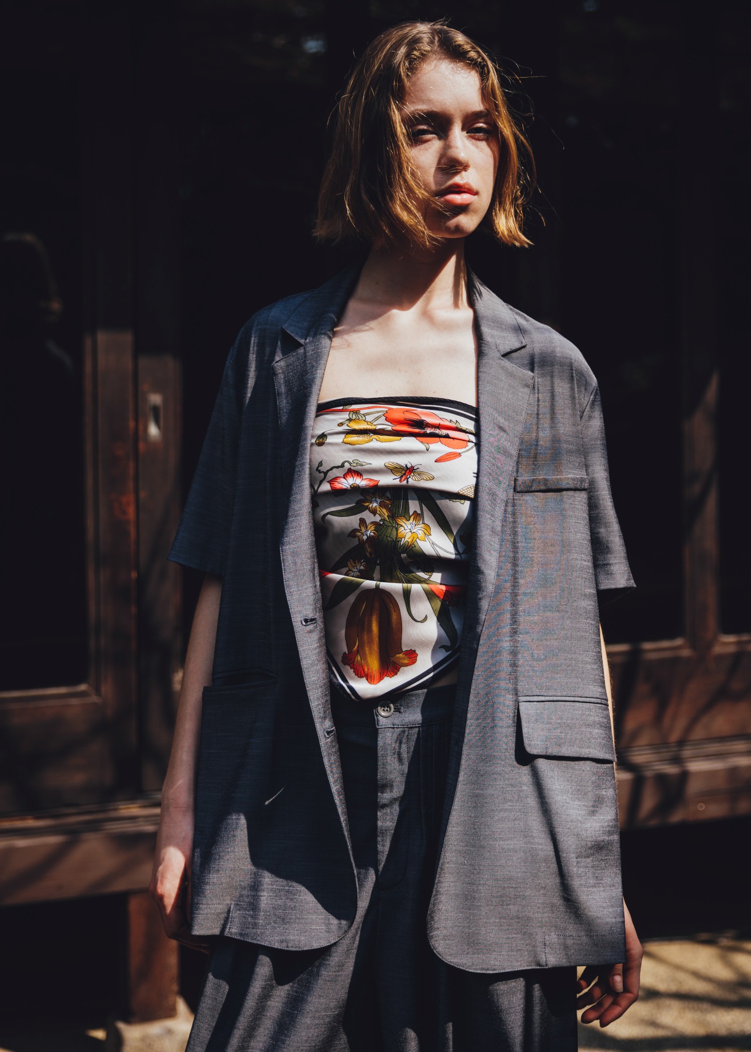 half sleeve slub mix tailored JK