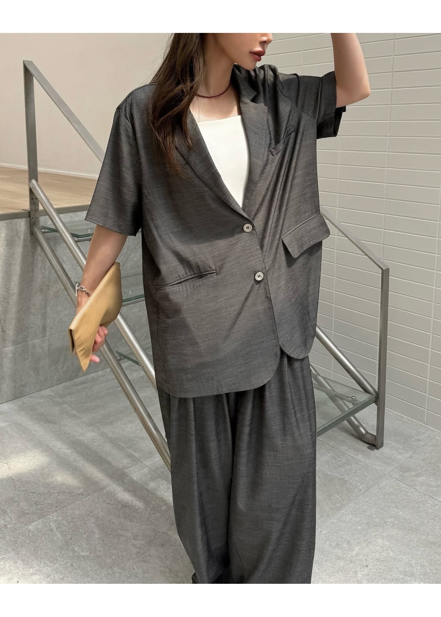 half sleeve slub mix tailored JK