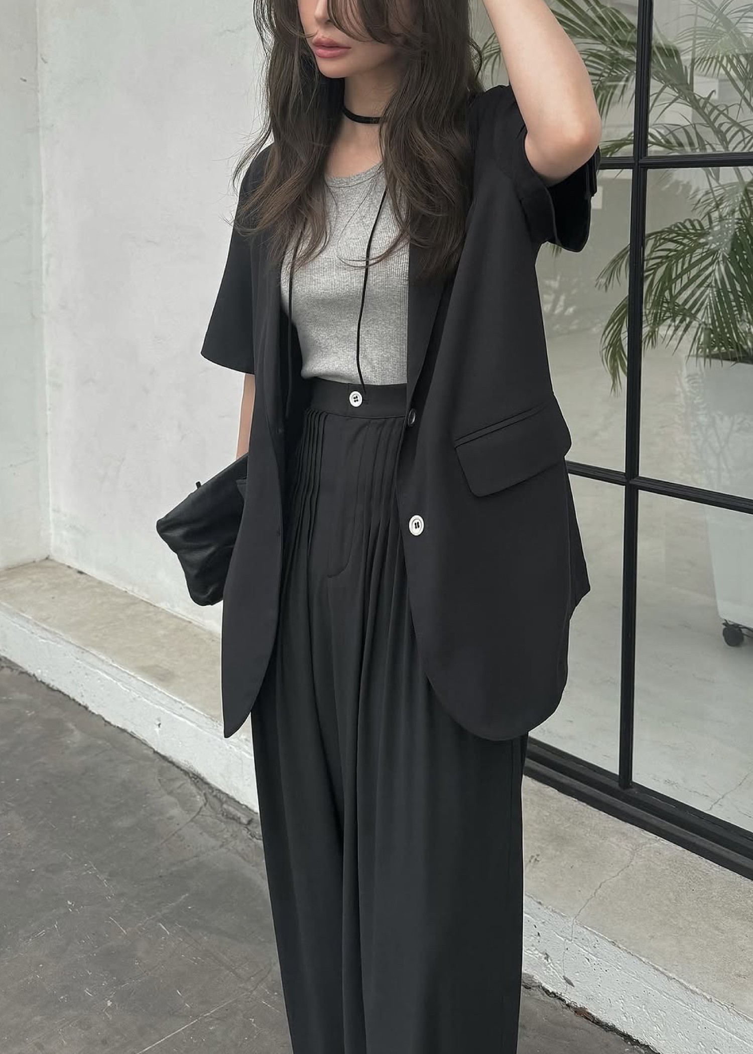 half sleeve slub mix tailored JK