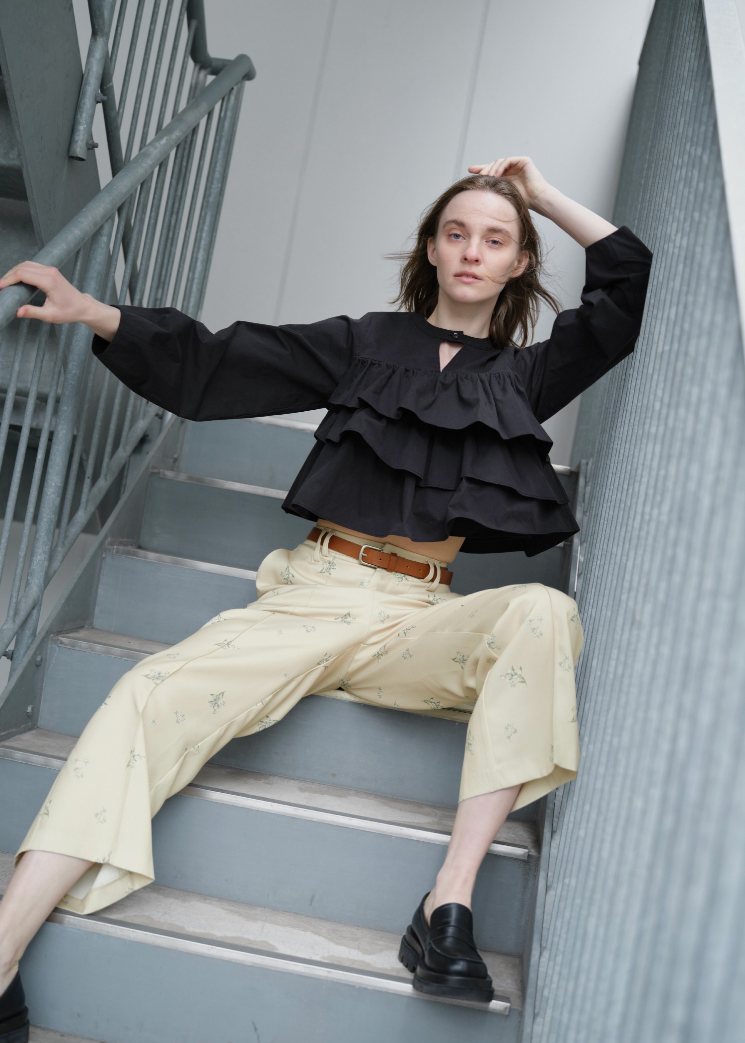 double belt loop center seam ditsy print PT