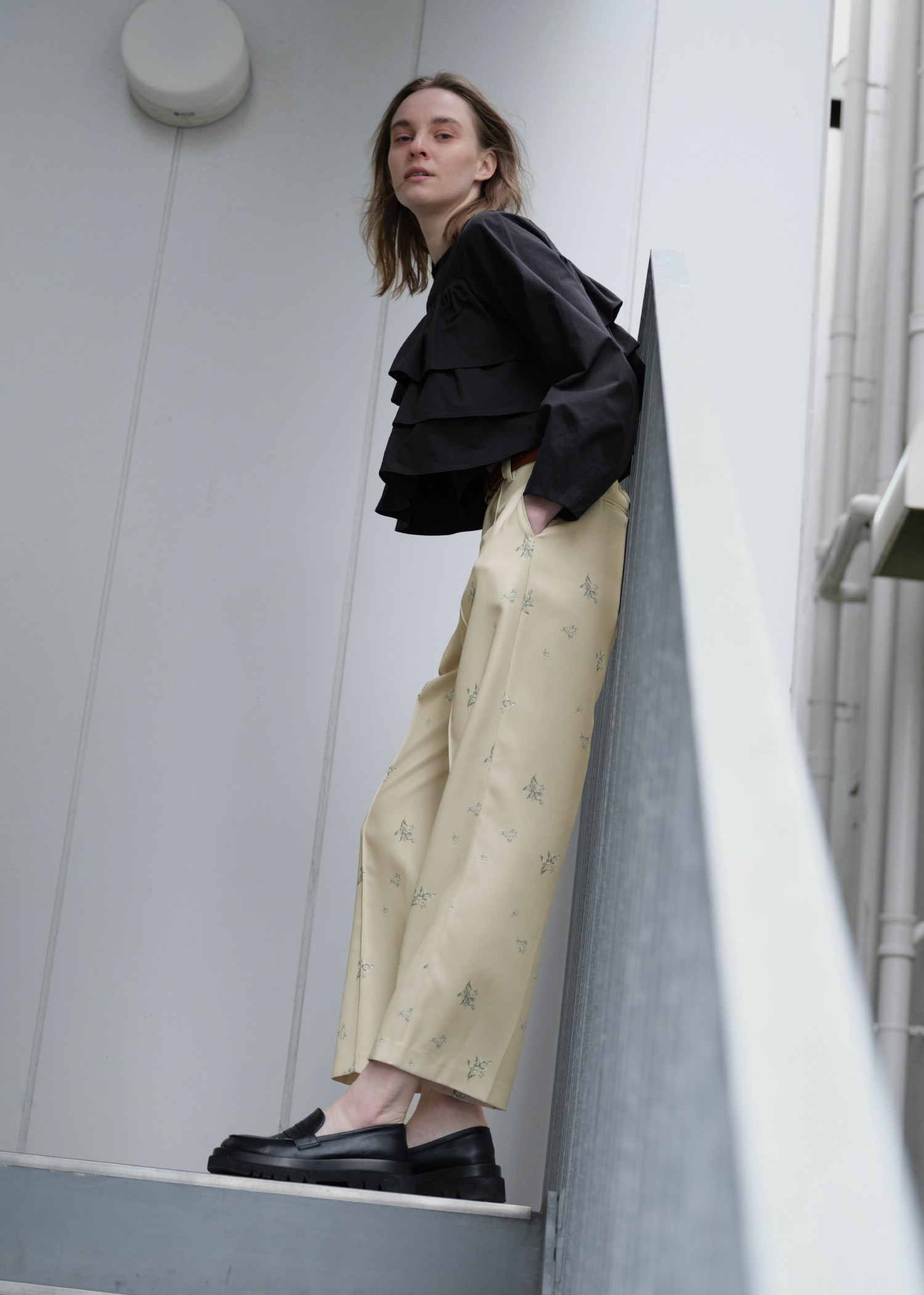 double belt loop center seam ditsy print PT