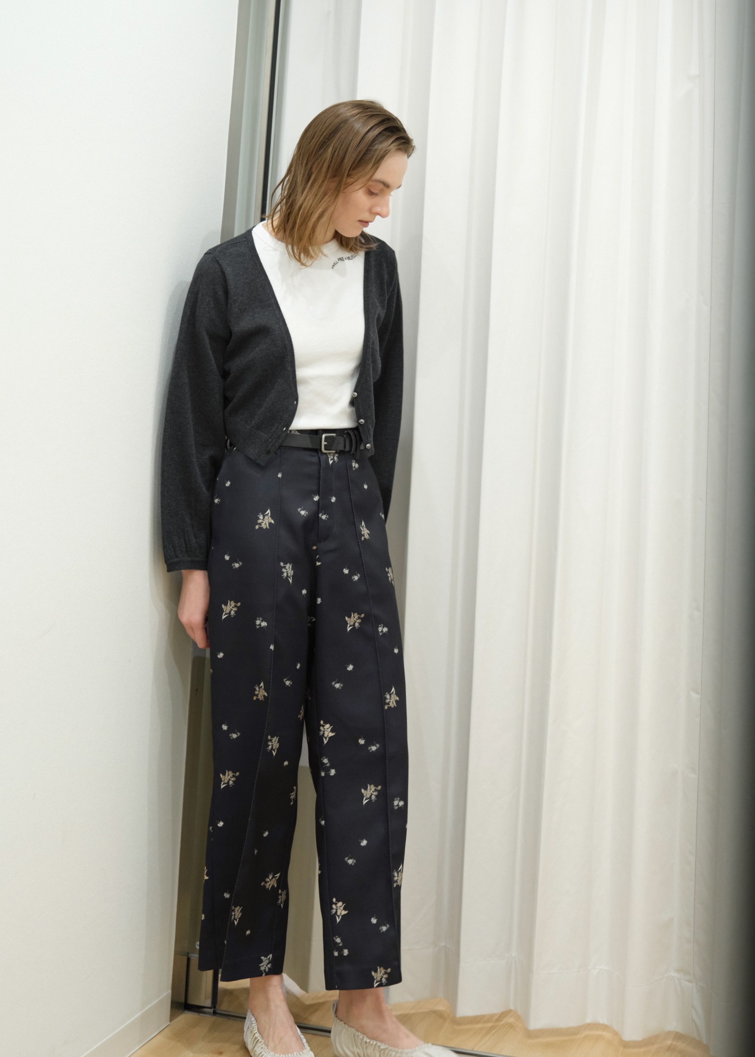 double belt loop center seam ditsy print PT