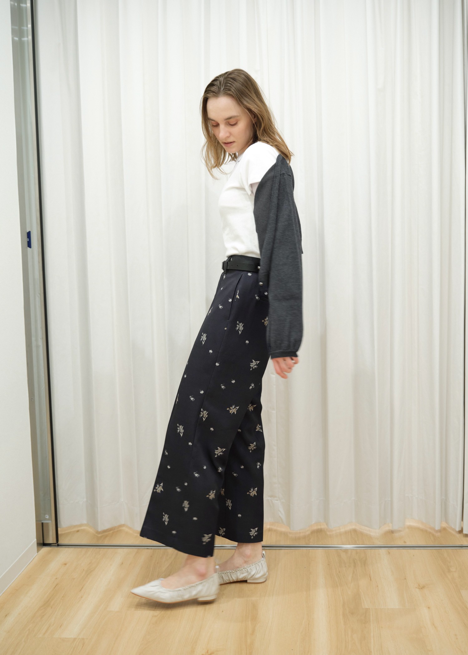 double belt loop center seam ditsy print PT