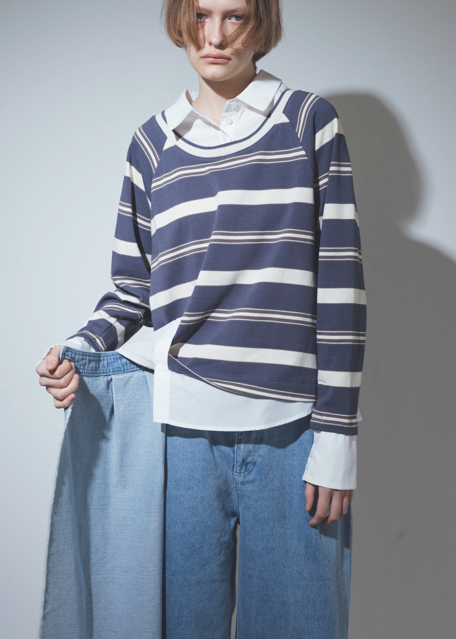 2way wrap tapered denim pants