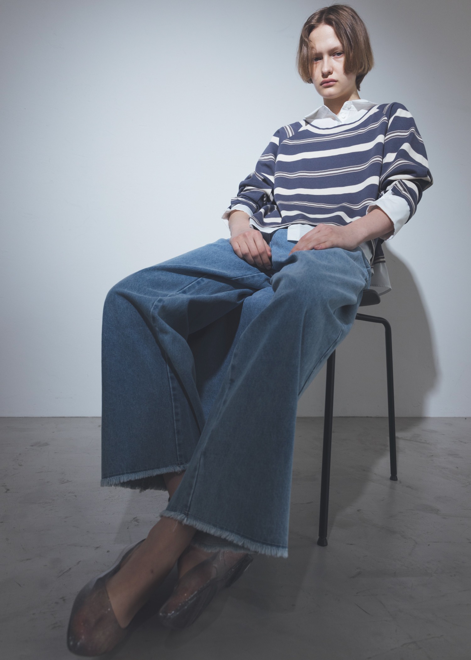 2way wrap tapered denim pants