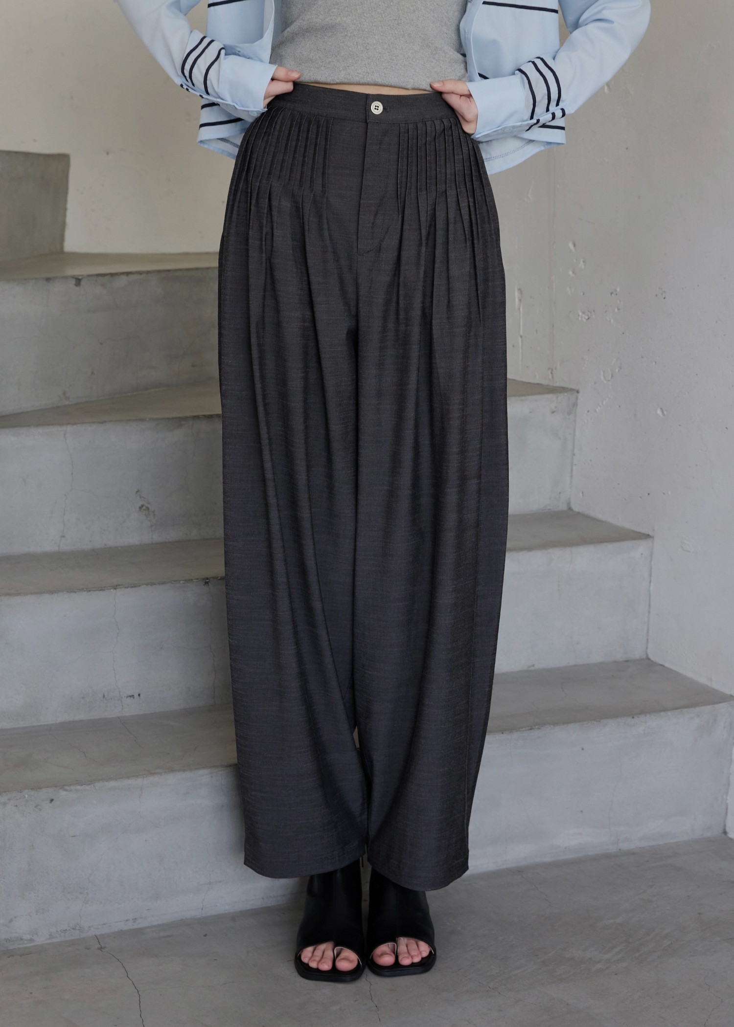 waist pin tuck wide panel PT