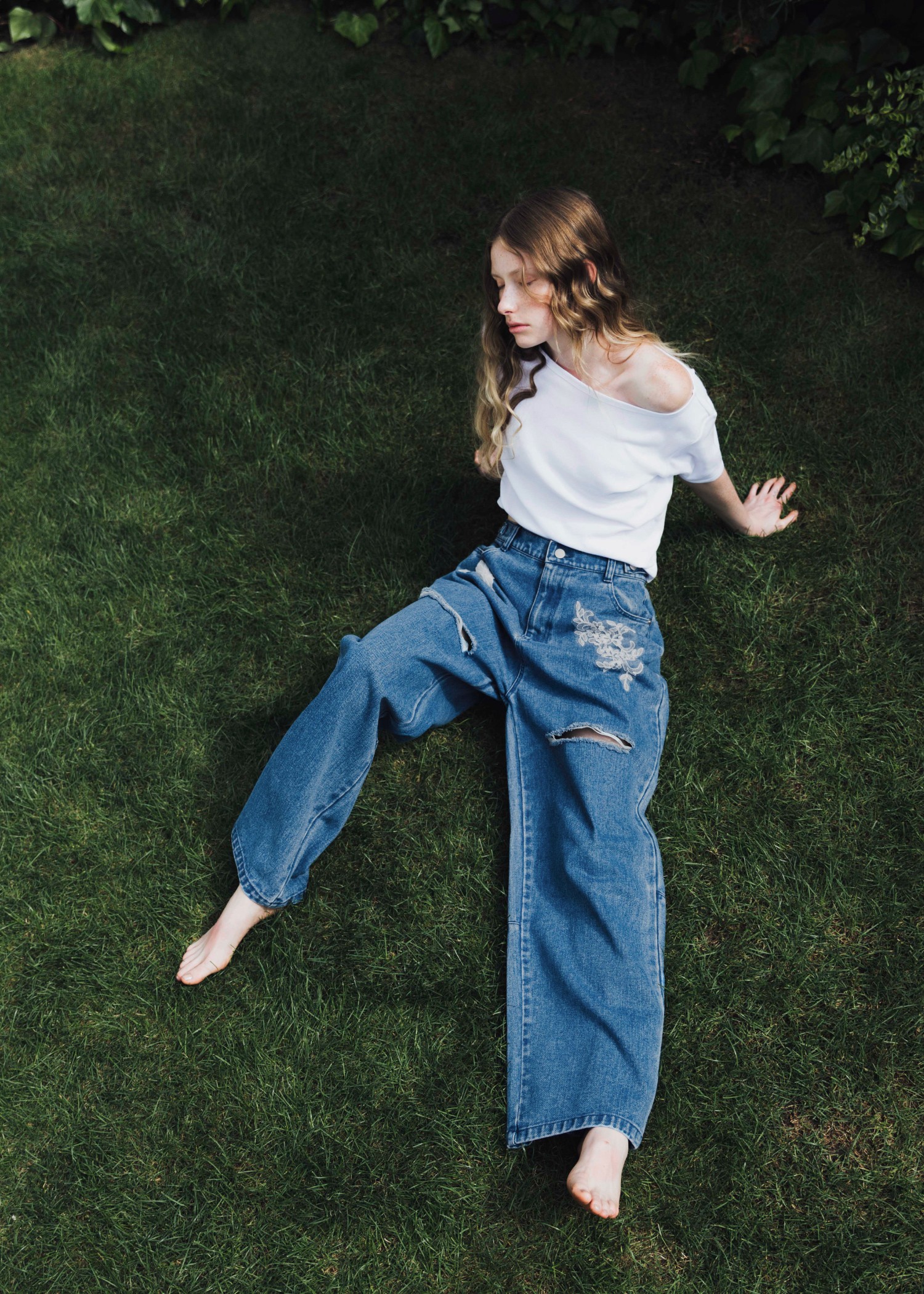 パンツ size adjust motif lace loose denim PT WILLFULLY official web store（ウィルフリーコウシキツウハン