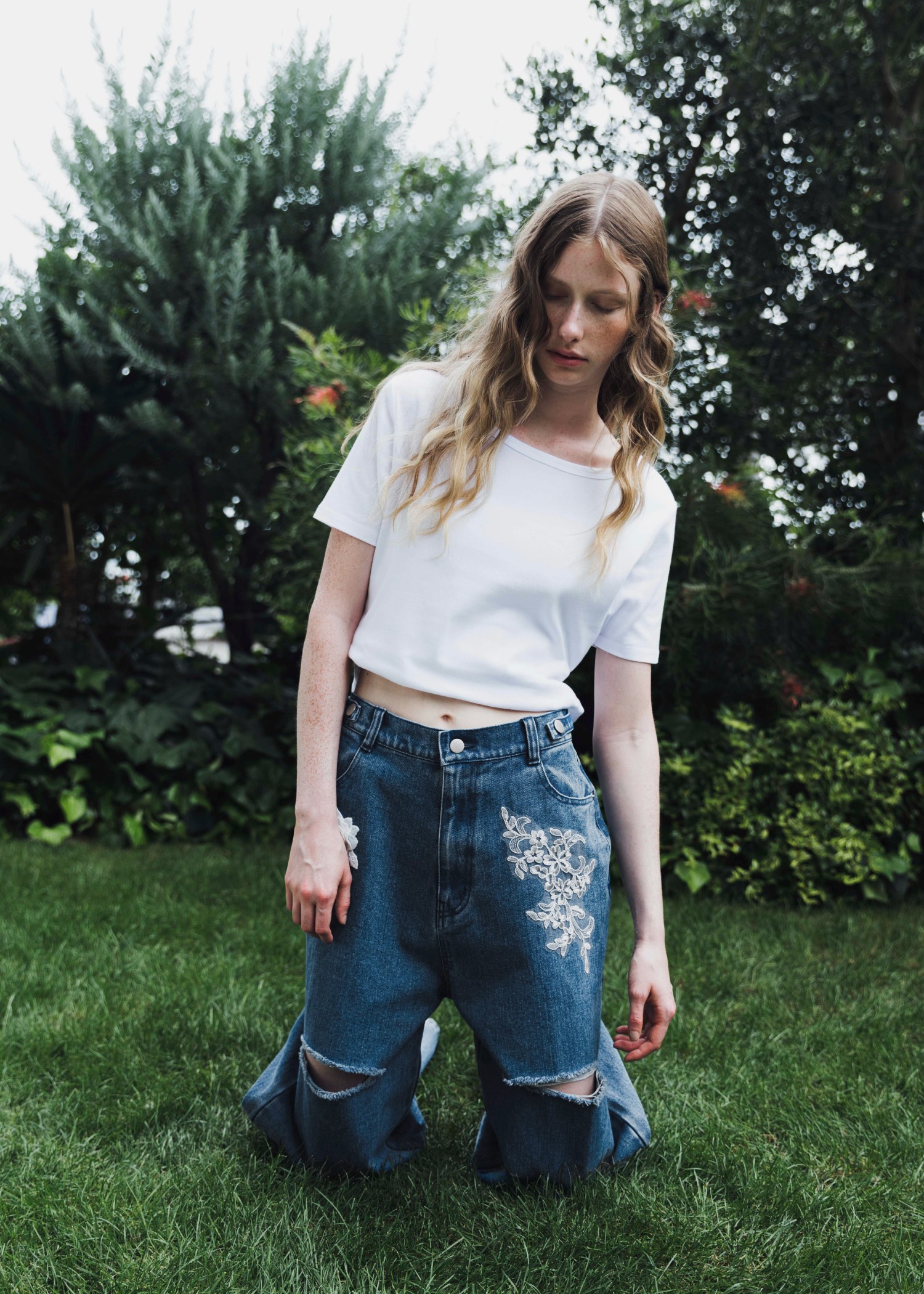 パンツ size adjust motif lace loose denim PT WILLFULLY official web store（ウィルフリーコウシキツウハン