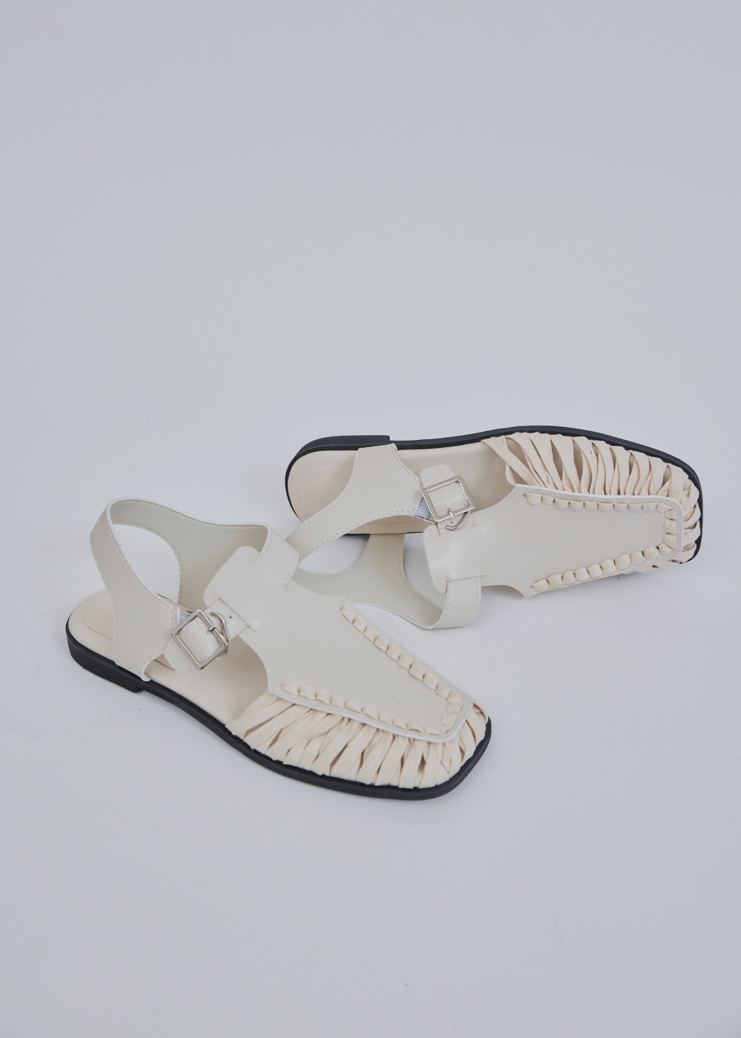 square toe material flat shoes