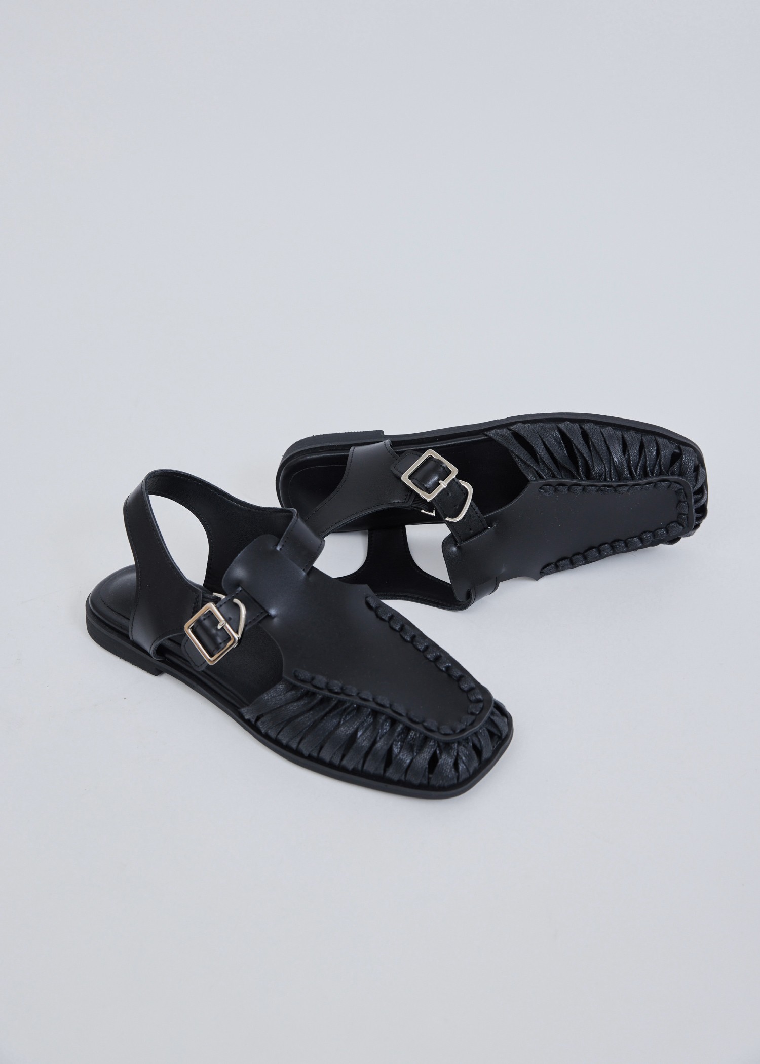 square toe material flat shoes