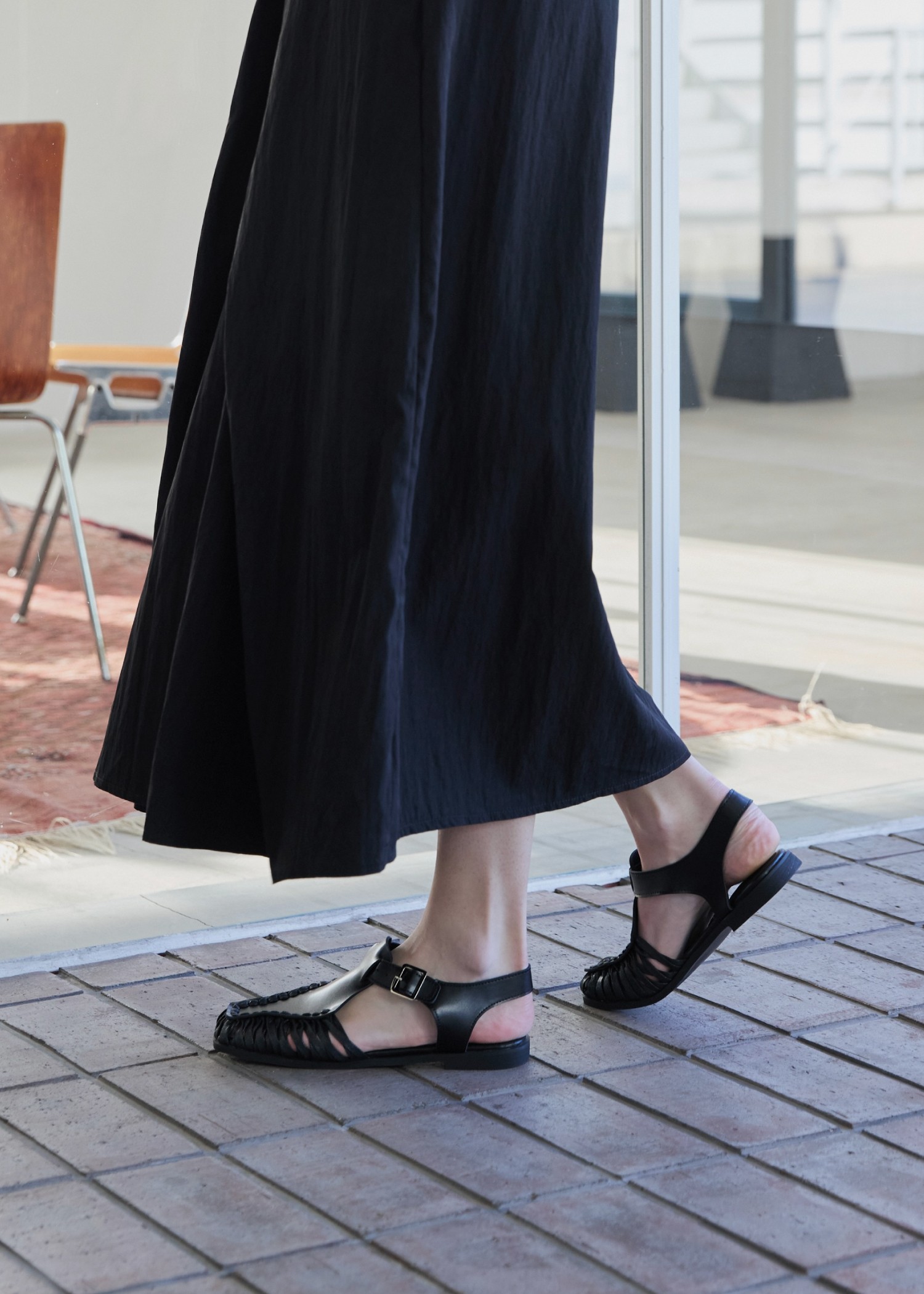 square toe material flat shoes