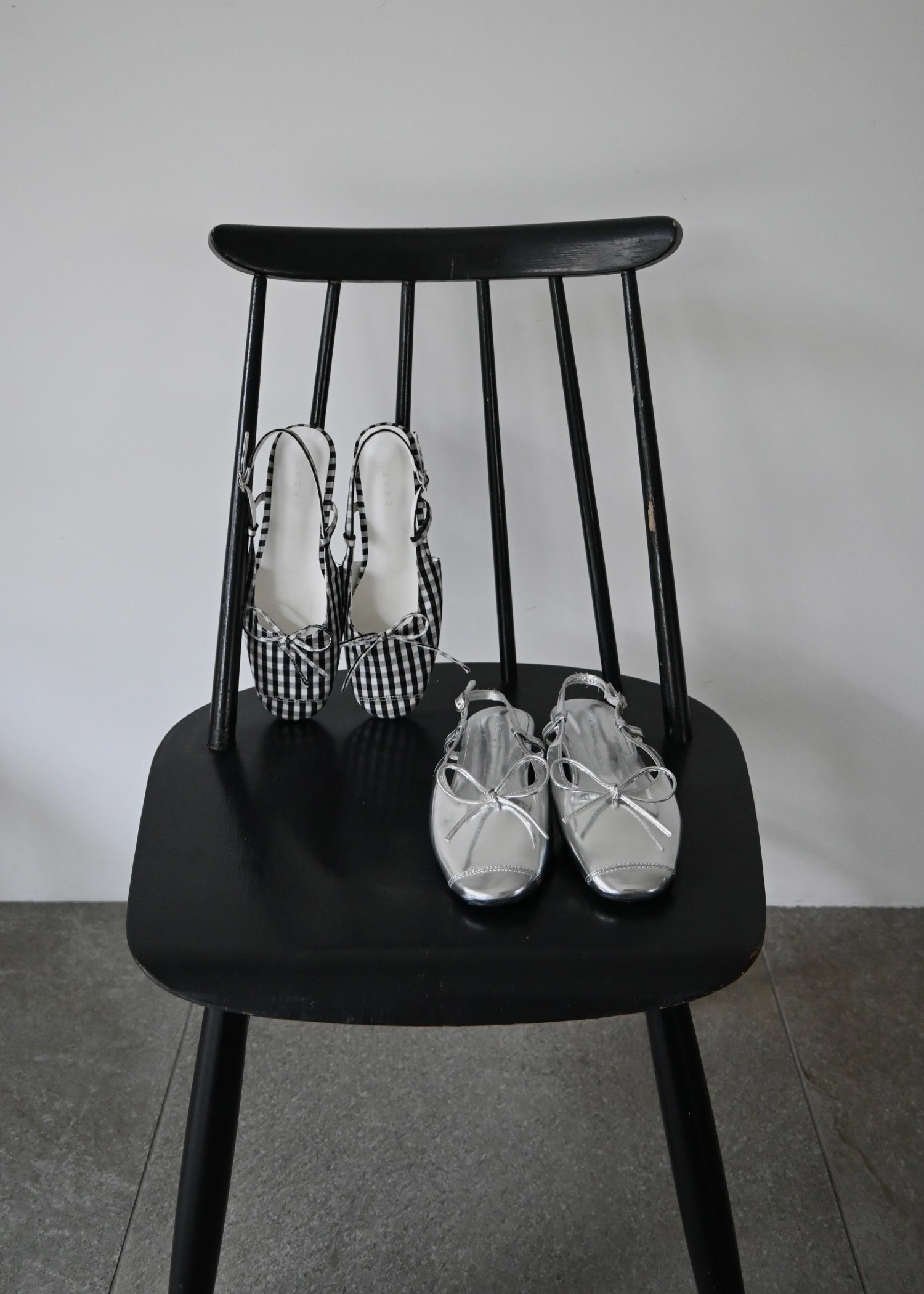 various pattern ribbon flat shoes