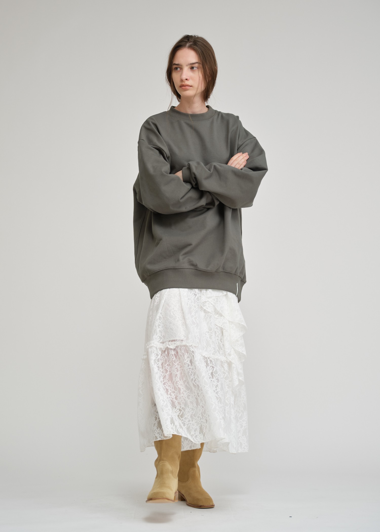 lace slit ruffle frill tiered skirt