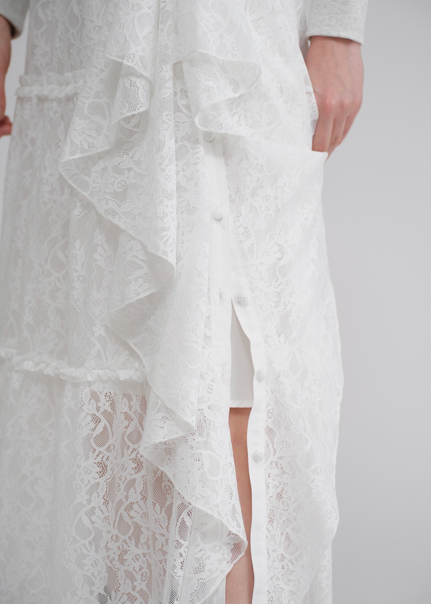 lace slit ruffle frill tiered skirt