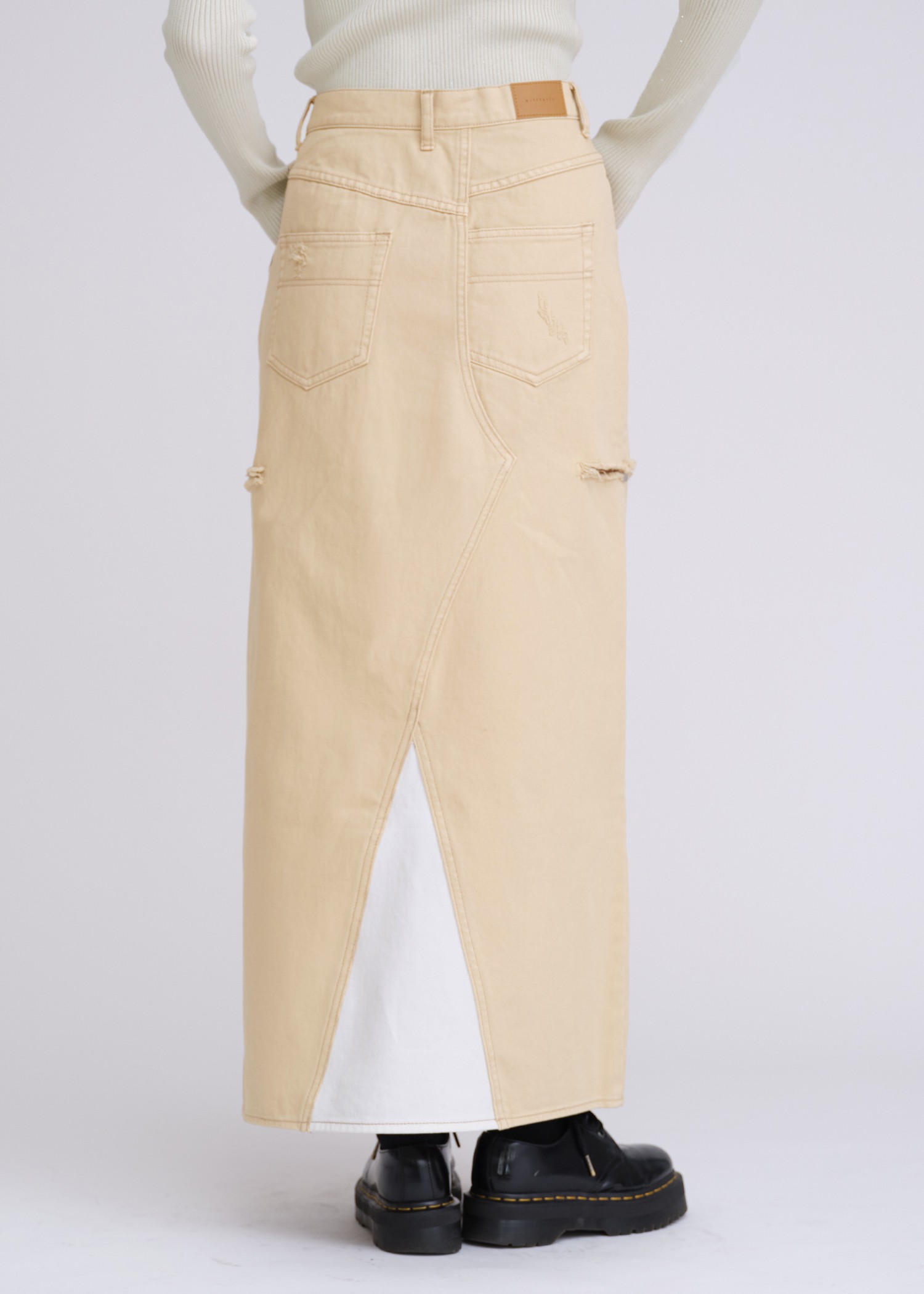back bi color patchwork remake denim SK