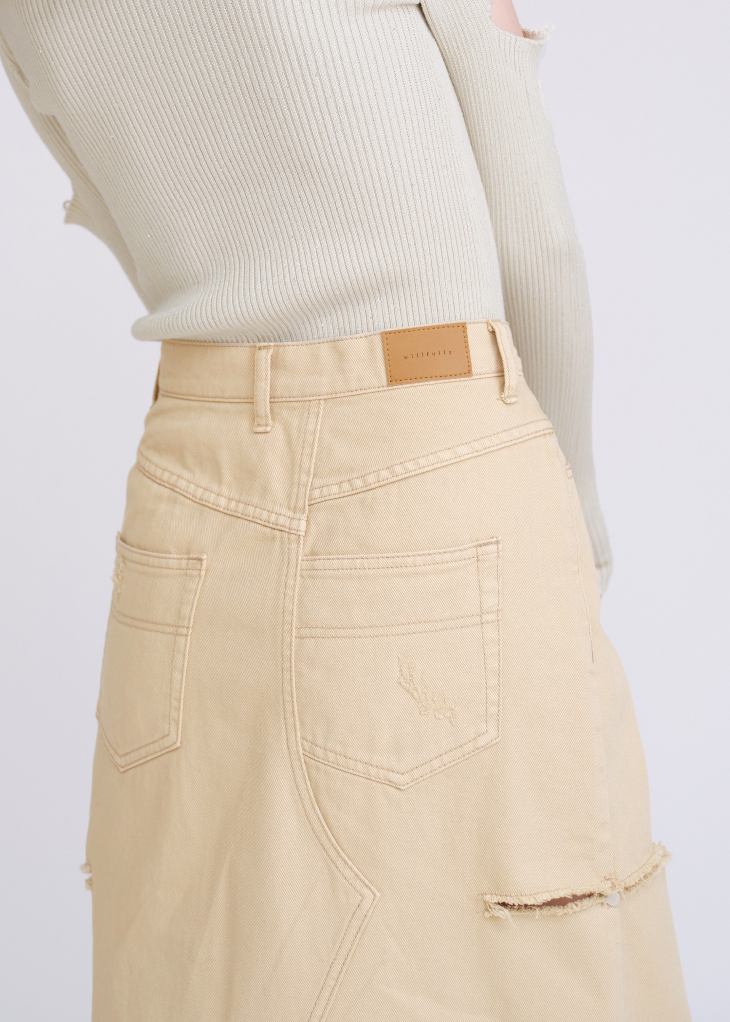 back bi color patchwork remake denim SK