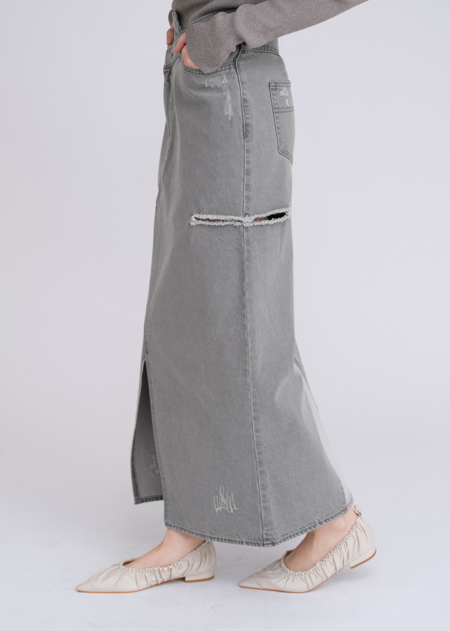 back bi color patchwork remake denim SK