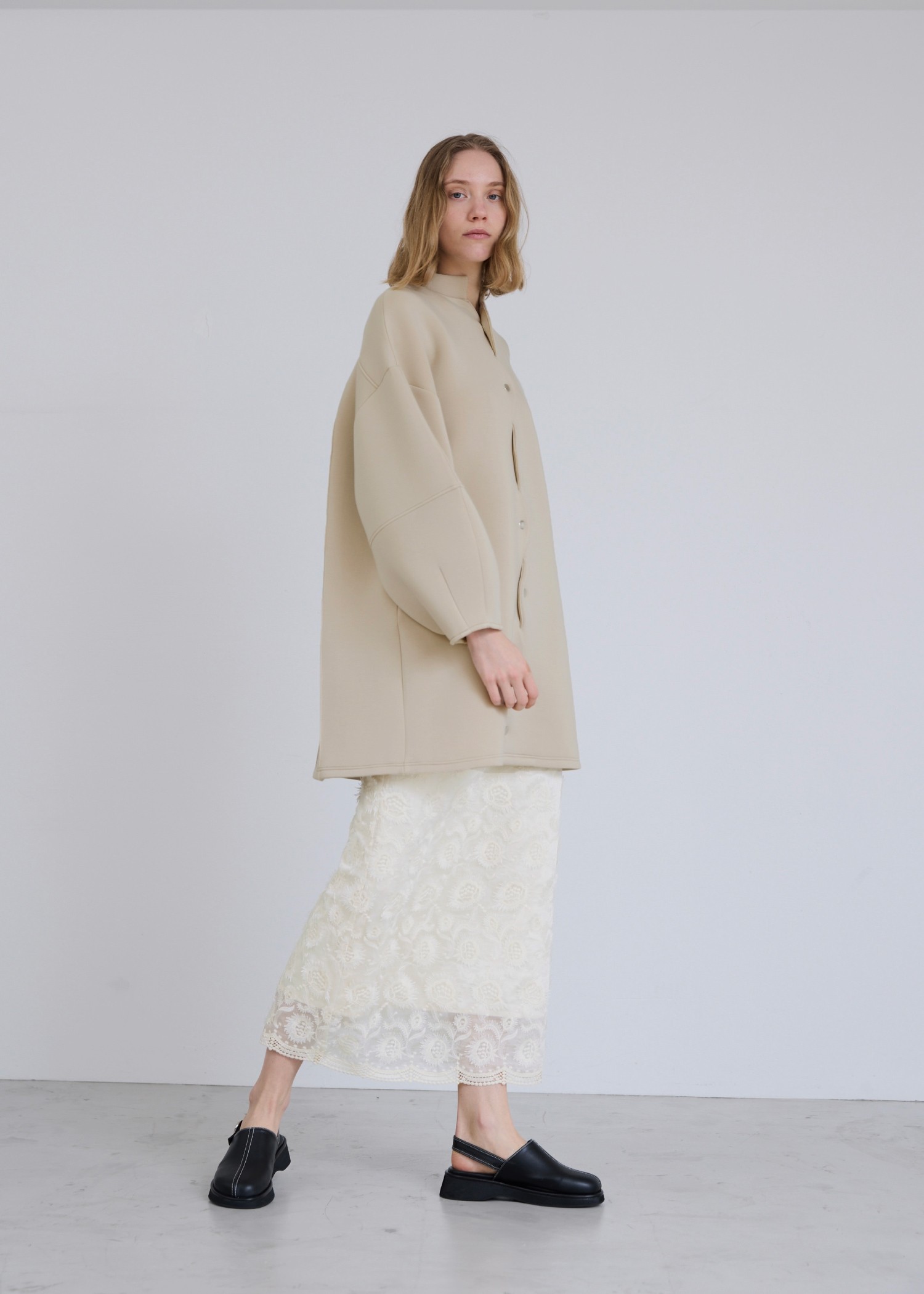 organdy embroidery scallop hem pencil SK