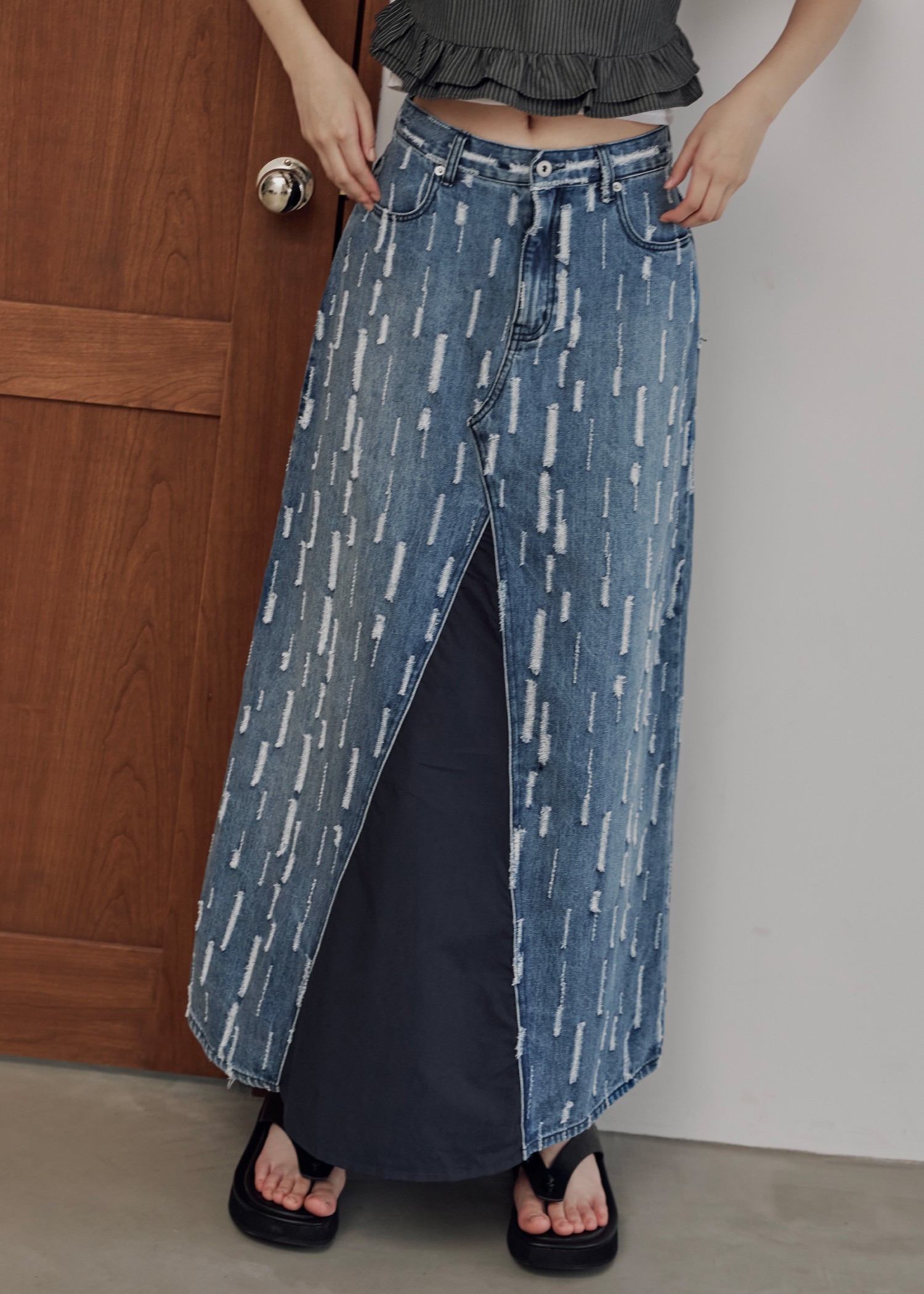 placement design cut denim SK