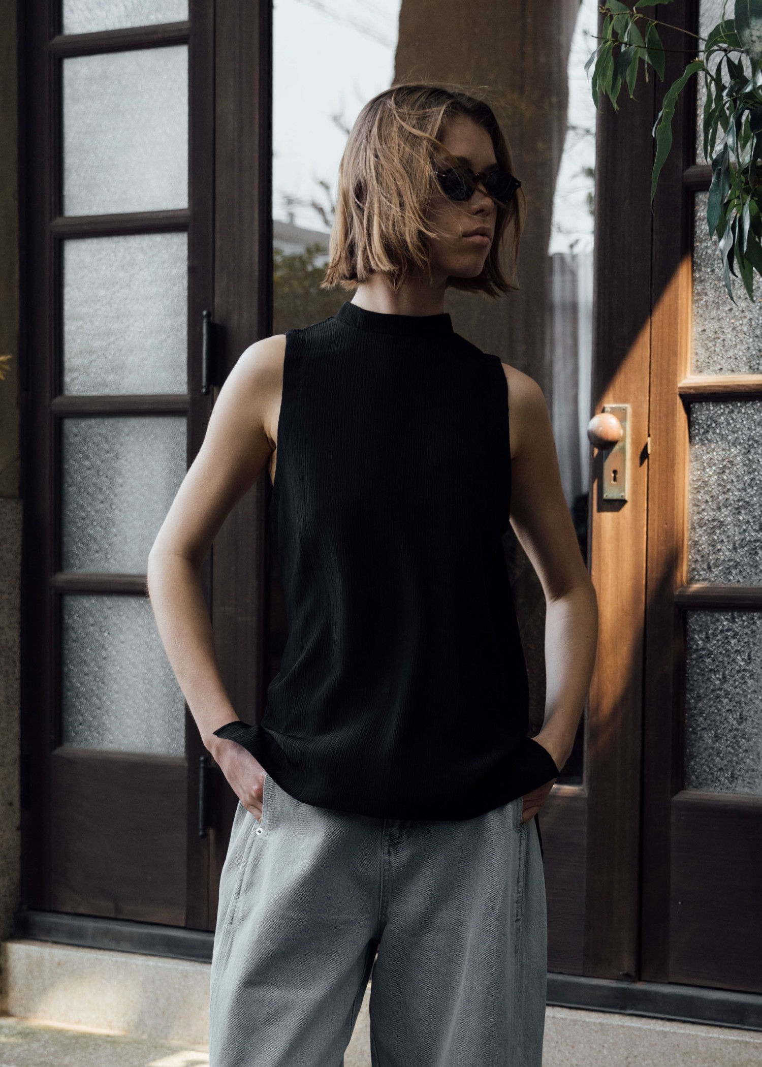 removal sleeve crepe tops