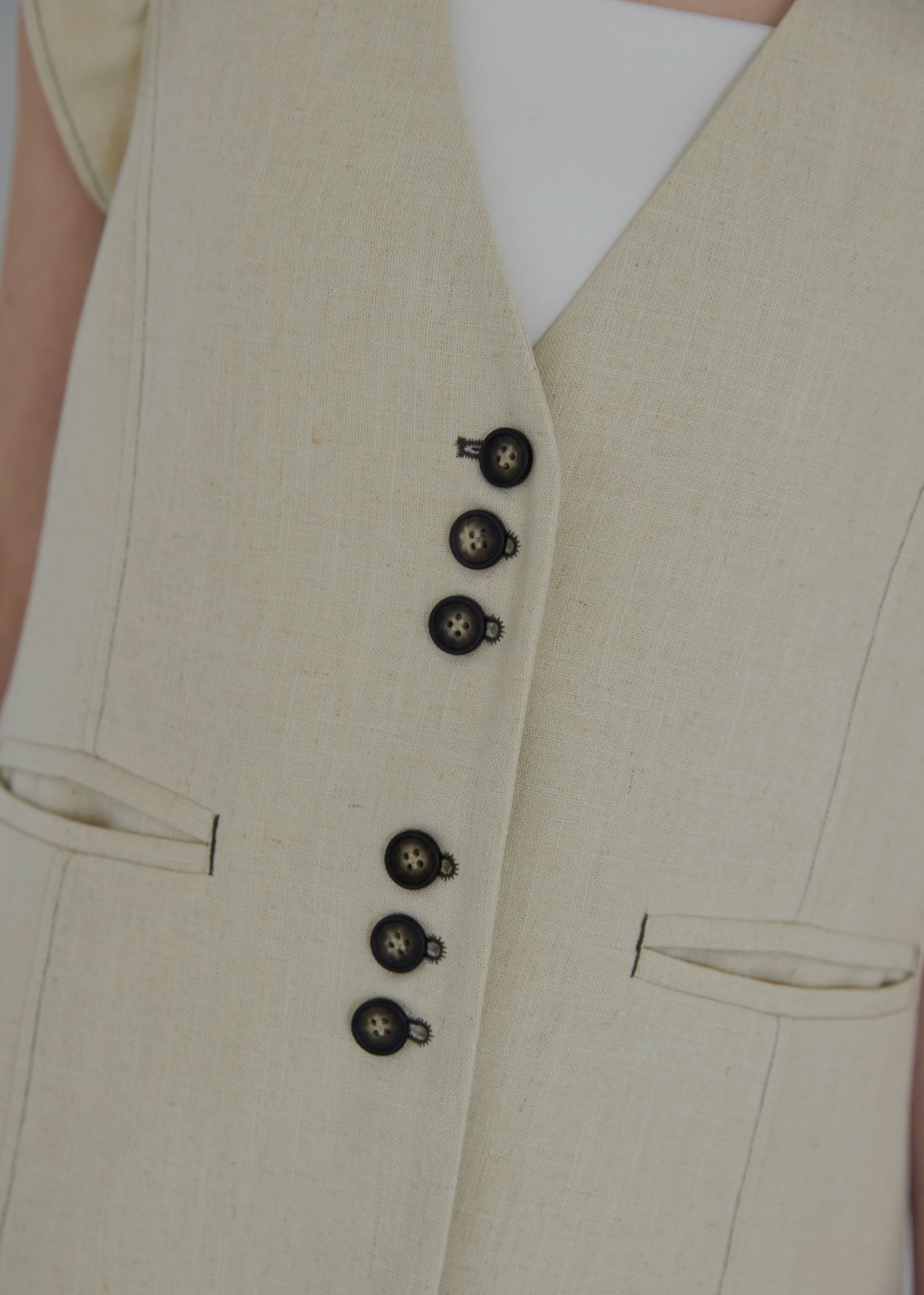 no collar frill sleeve nep gilet