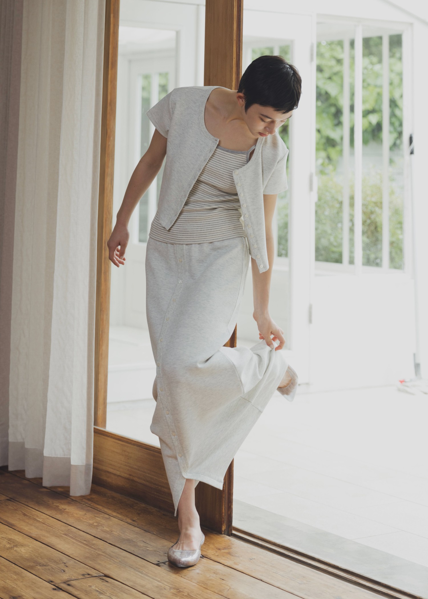 short cardigan seed stitch tops