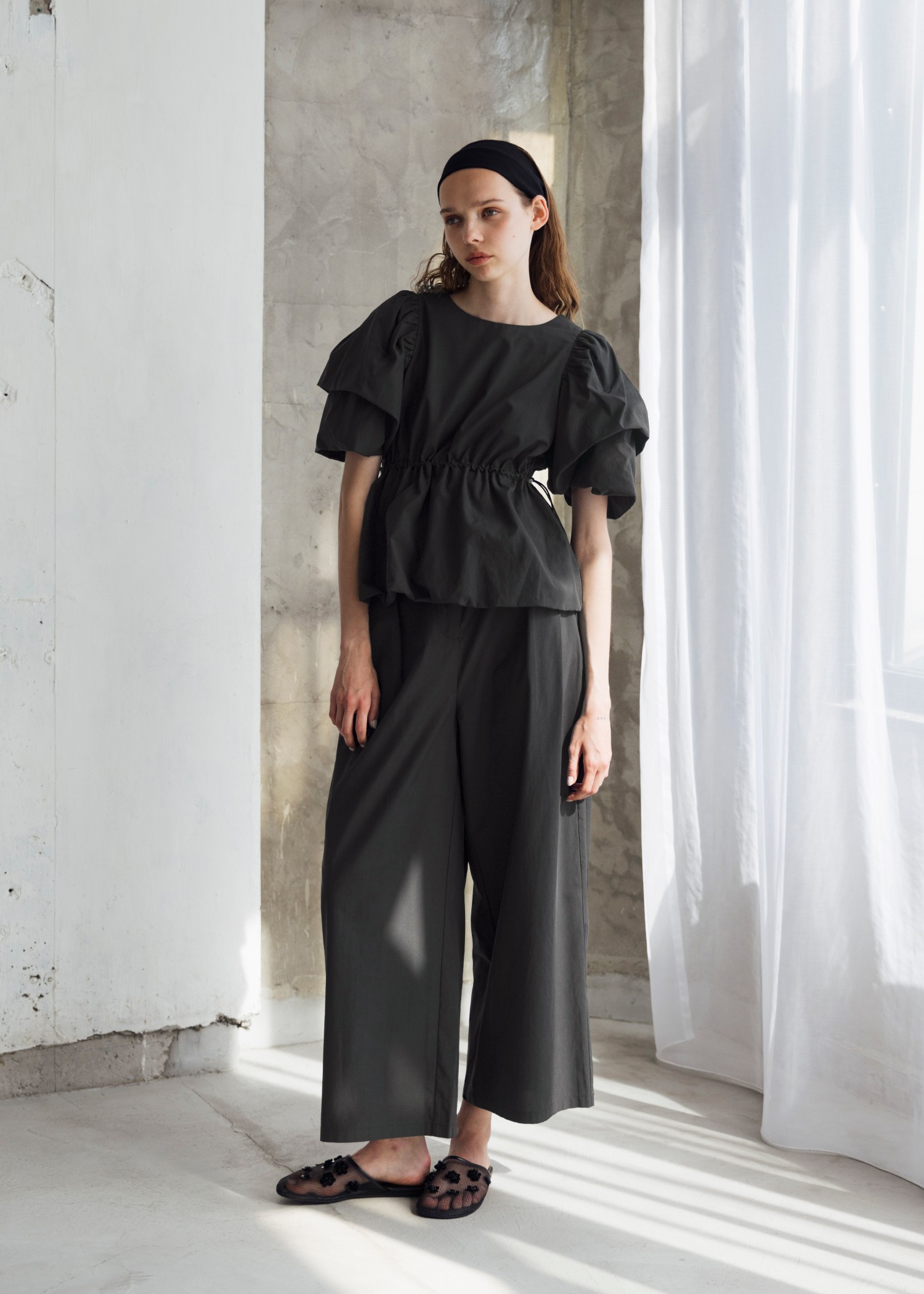 balloon volume sleeve peplum BL