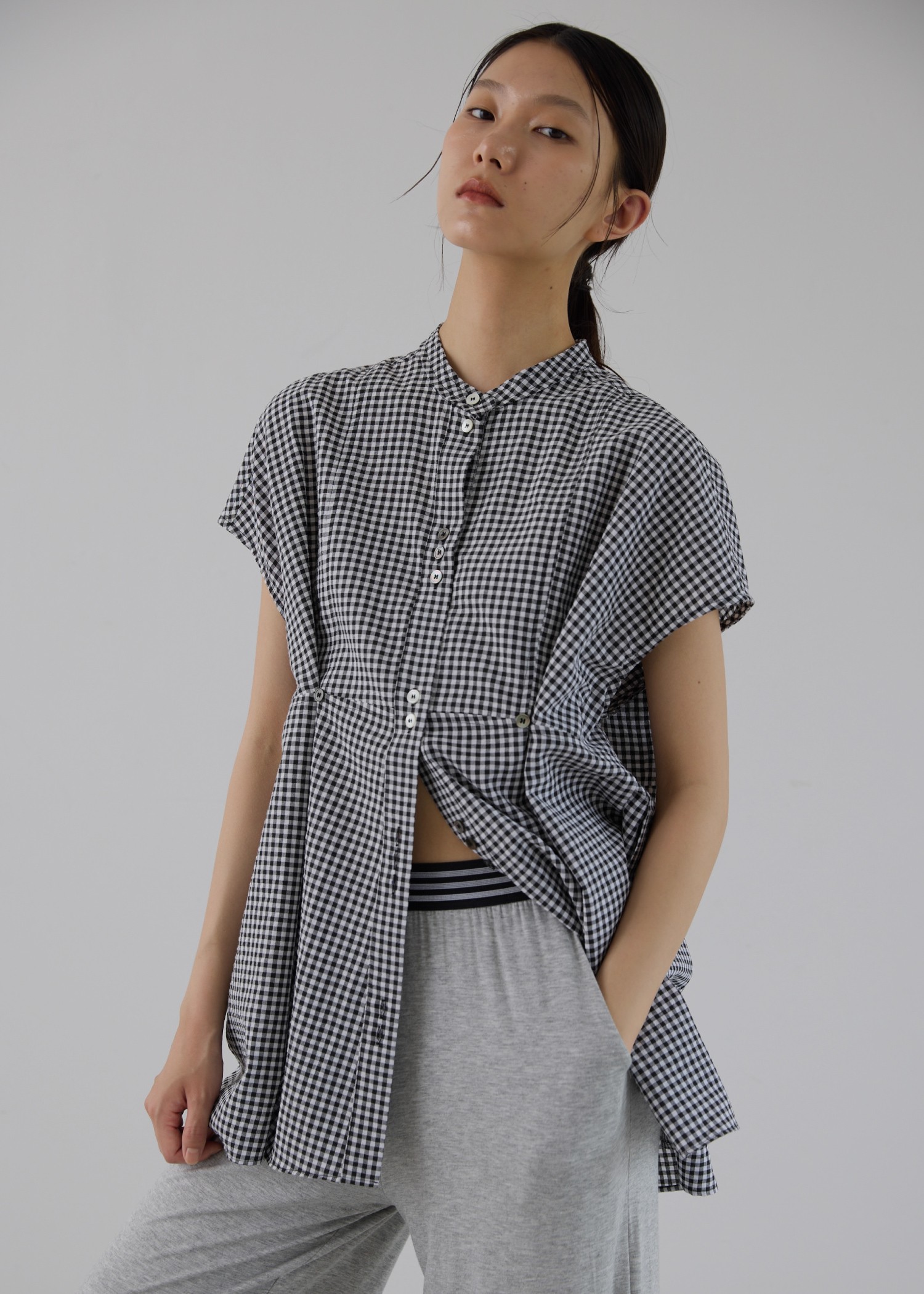 gingham check french sleeve SH