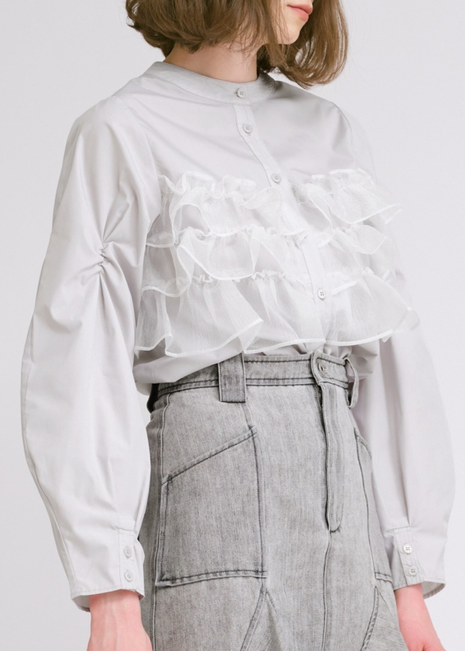 HOWDY 2way frill gilet フリルジレ 別注frower frill vest(FREE WHITE): HOUGA: WOMENS｜ STUDIOUS
