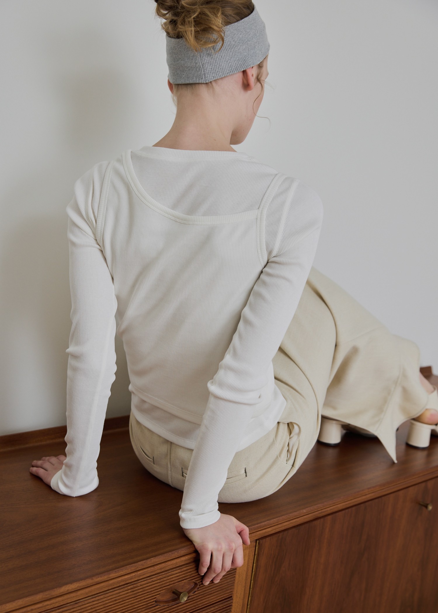 decoration stitch rib long T