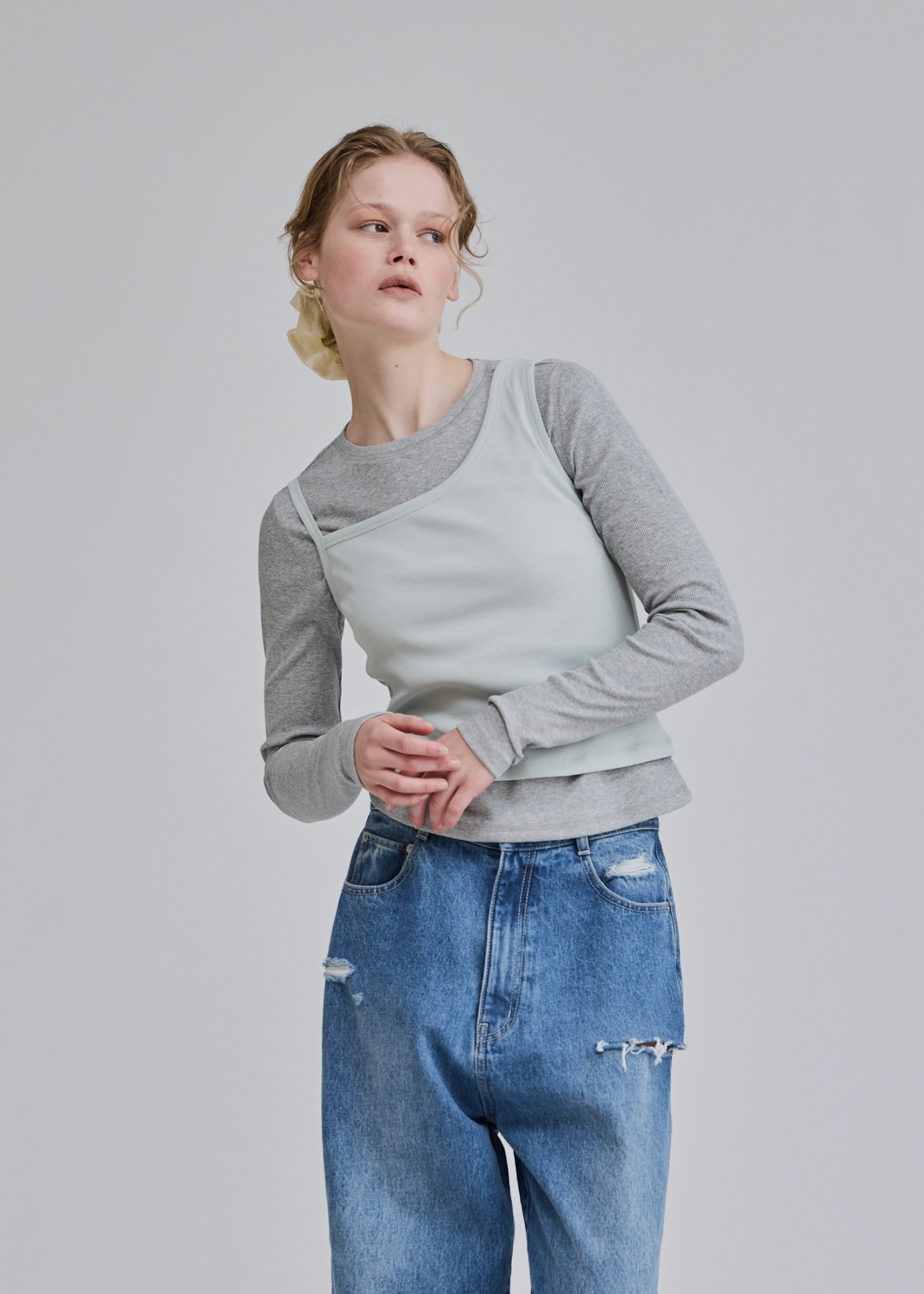 decoration stitch rib long T