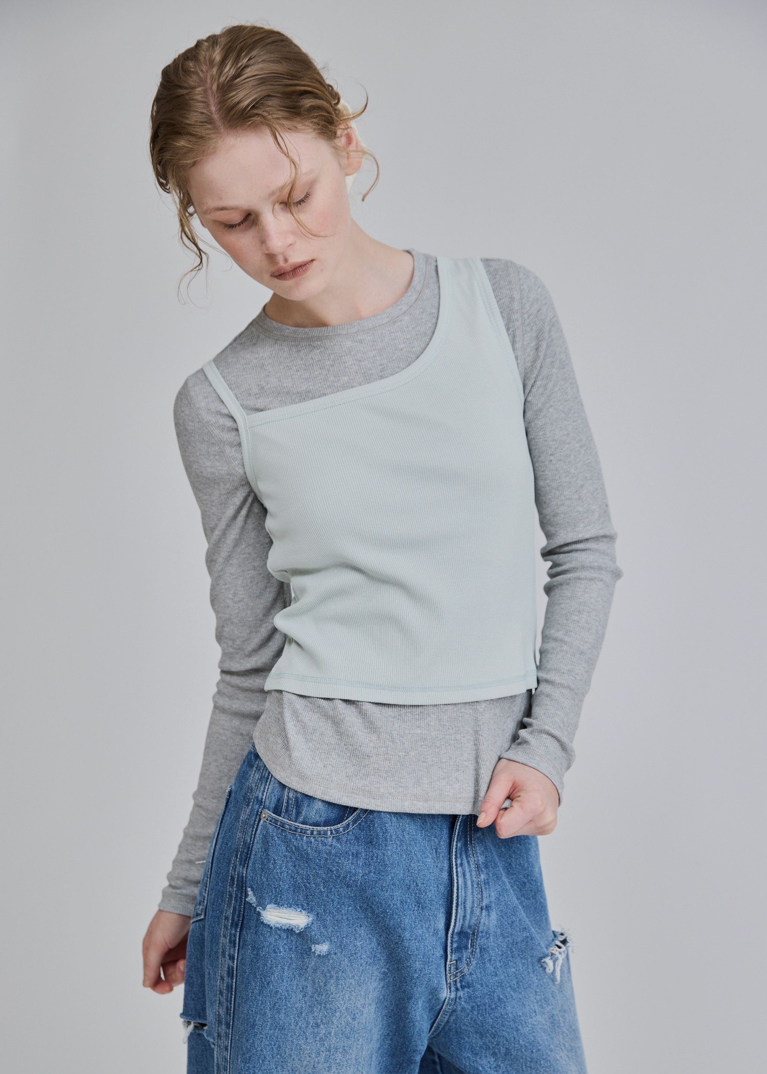 decoration stitch rib long T