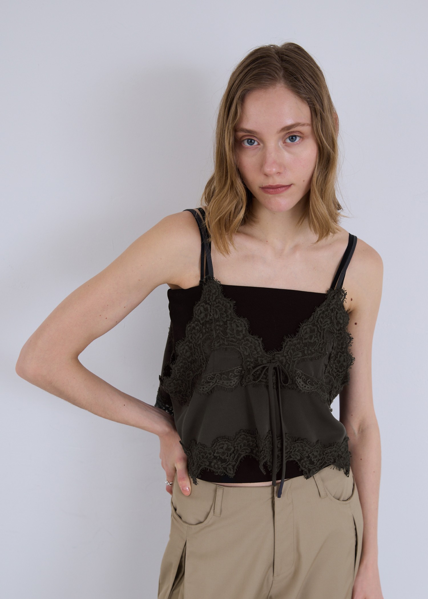 lace cropped bustier cami