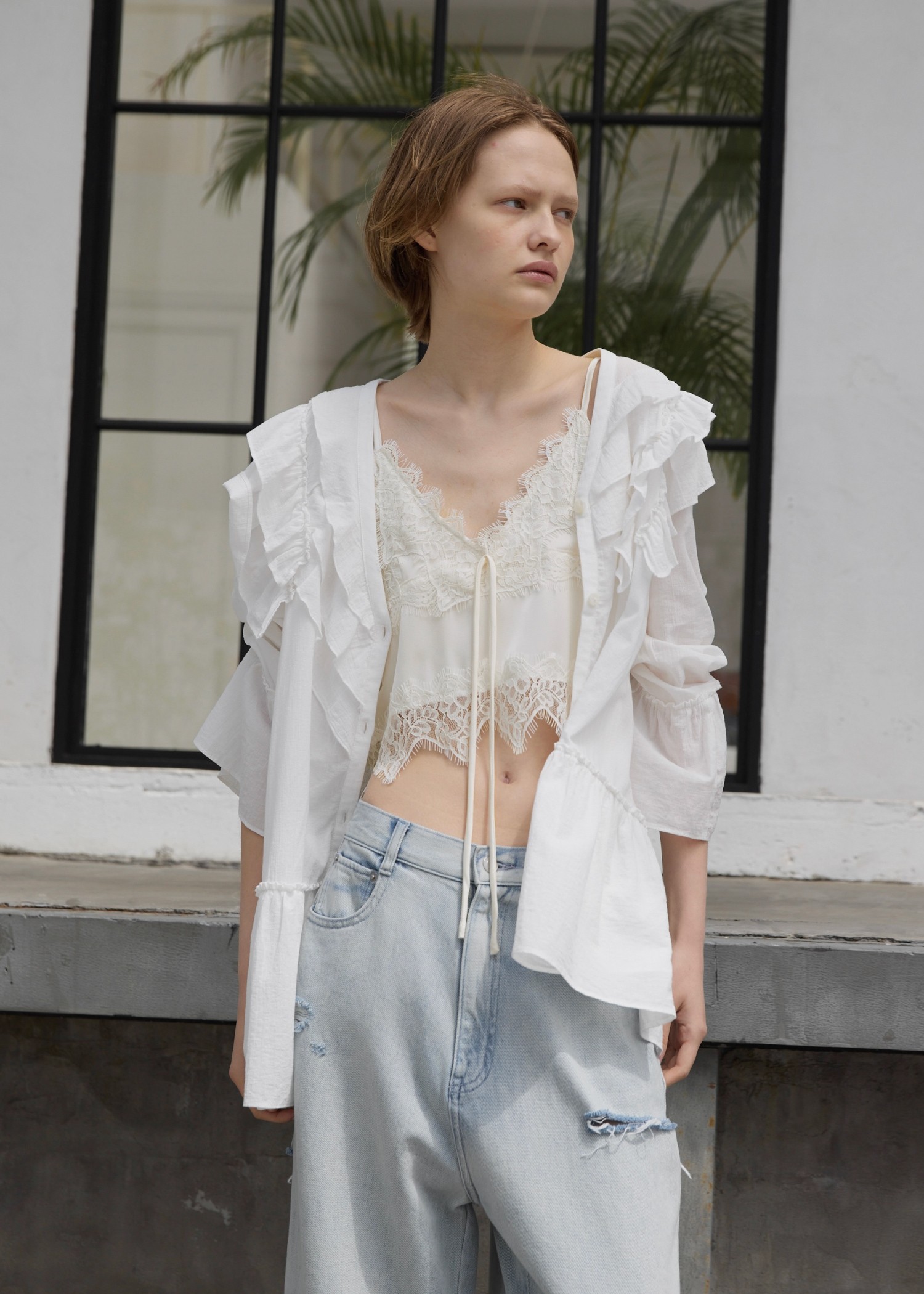 lace cropped bustier cami