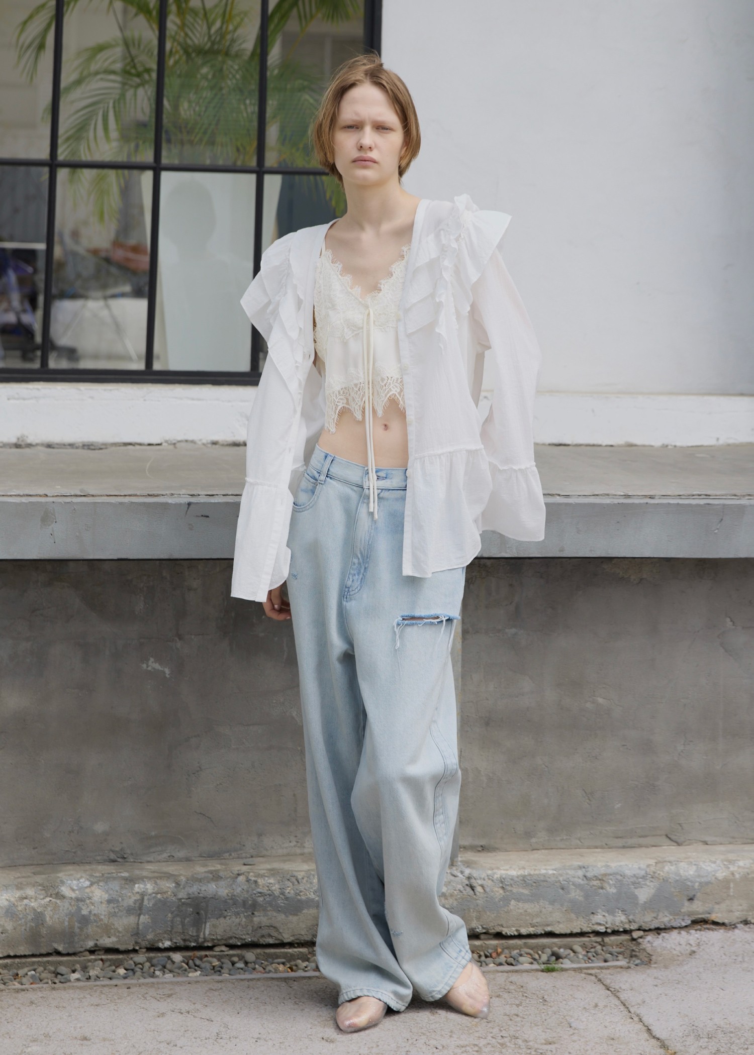 lace cropped bustier cami