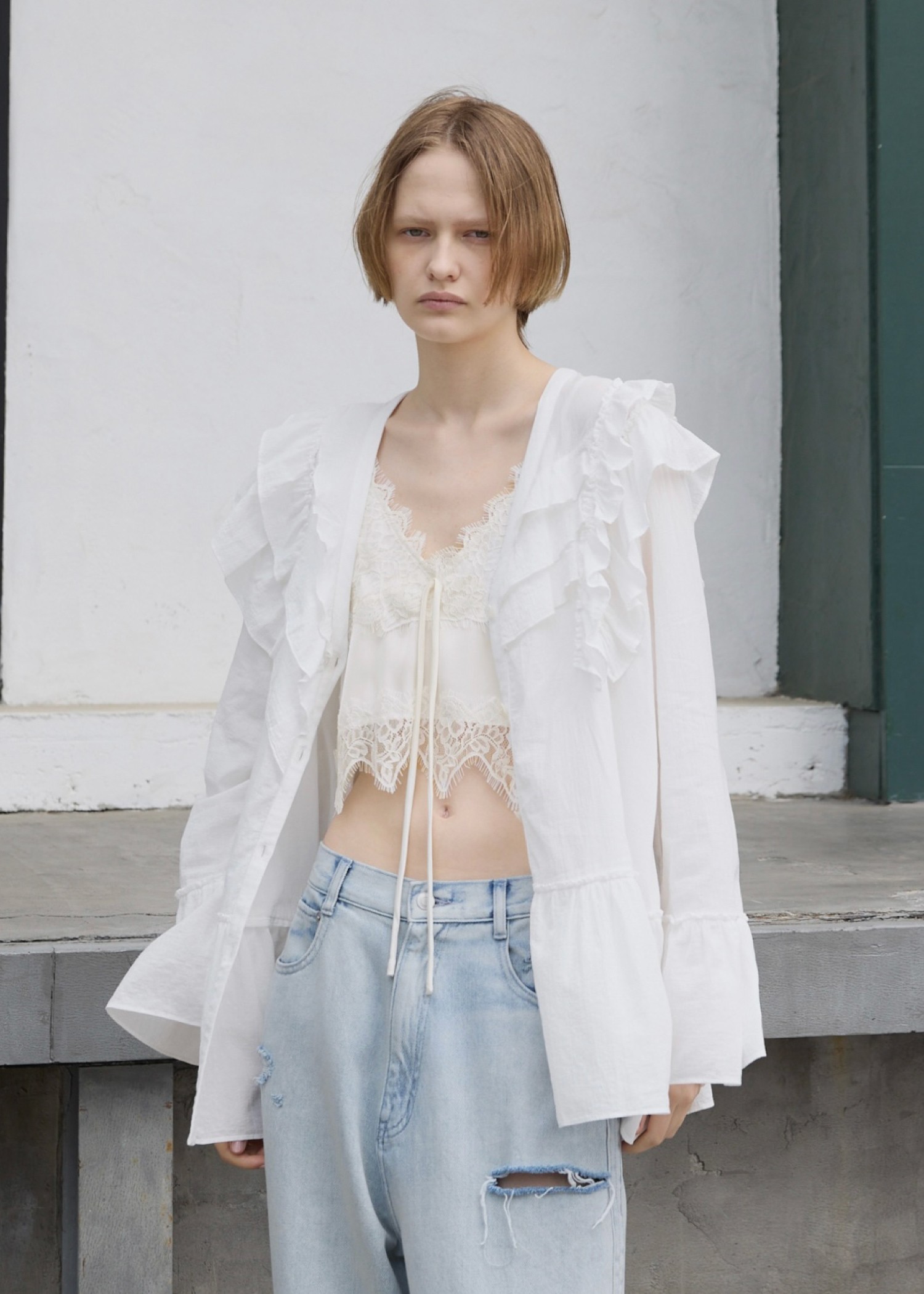 lace cropped bustier cami