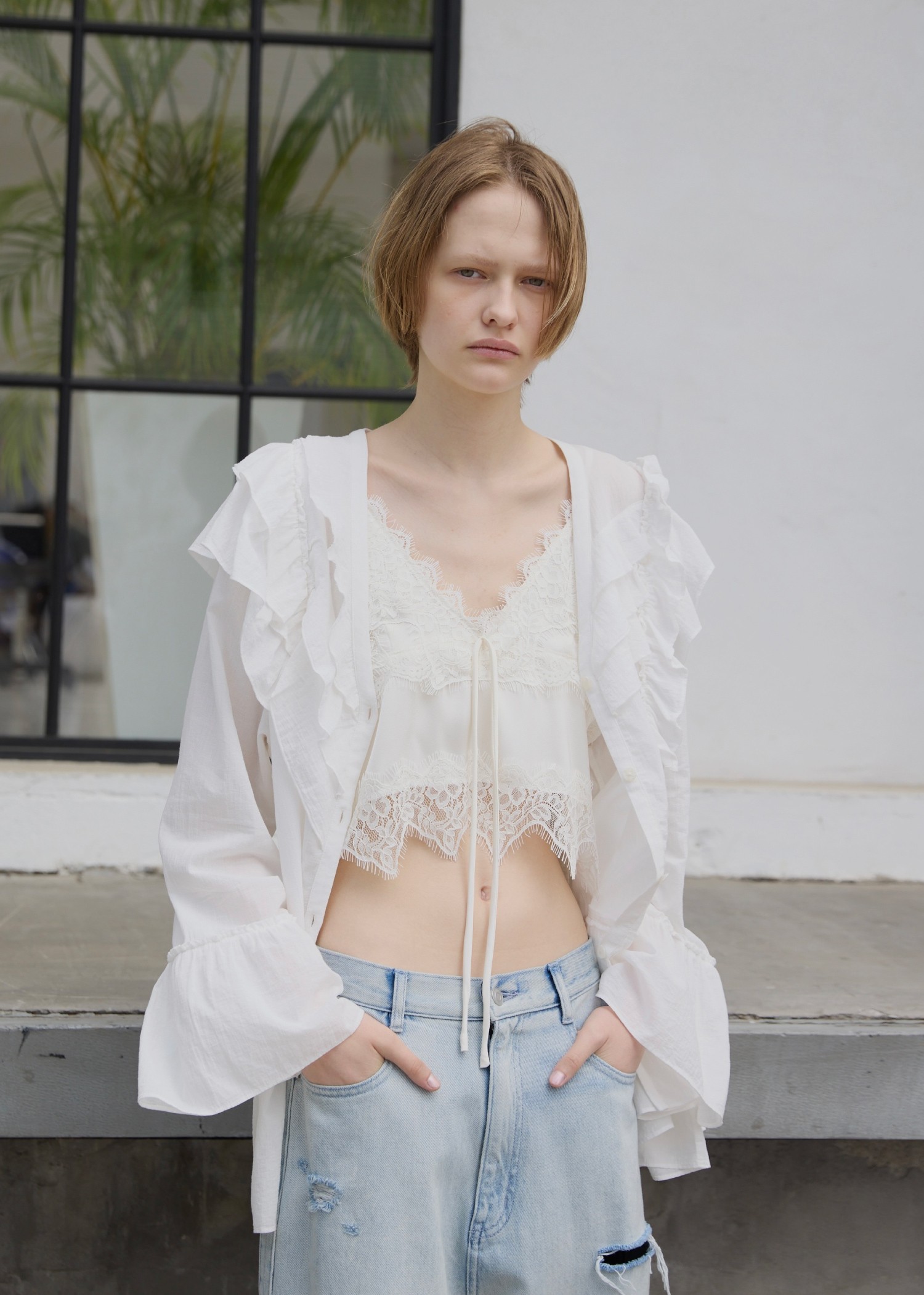 lace cropped bustier cami