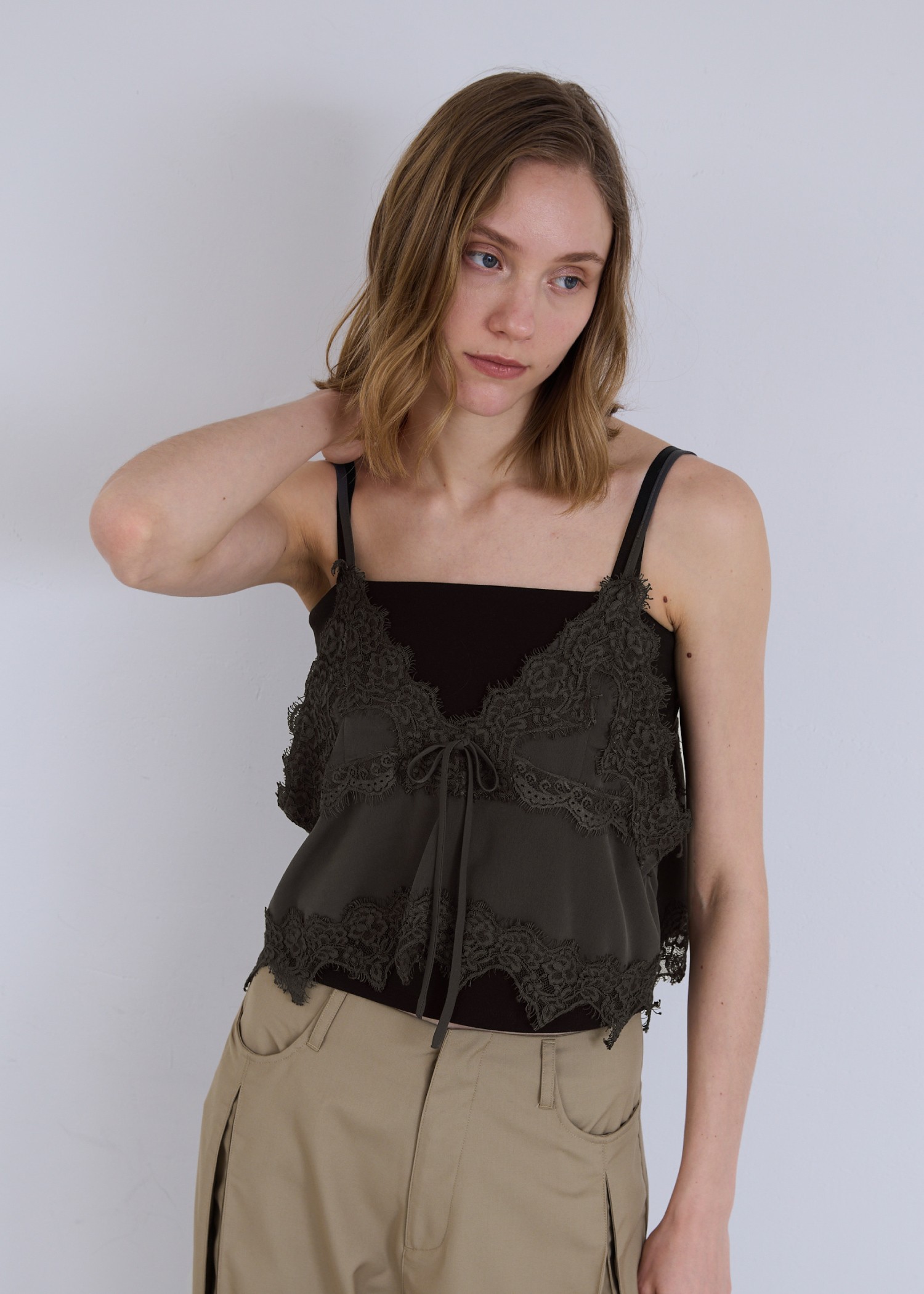 lace cropped bustier cami