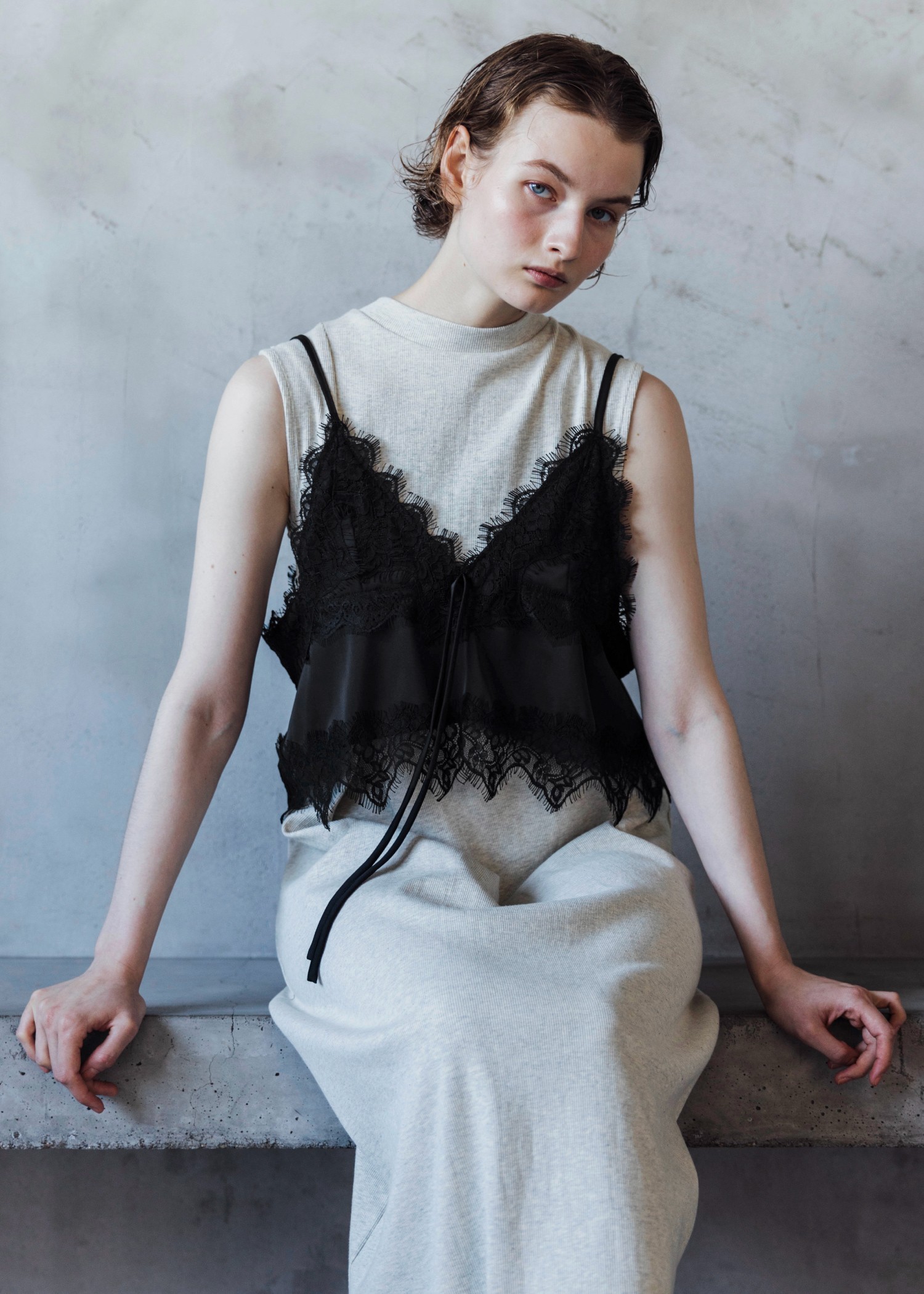 lace cropped bustier cami