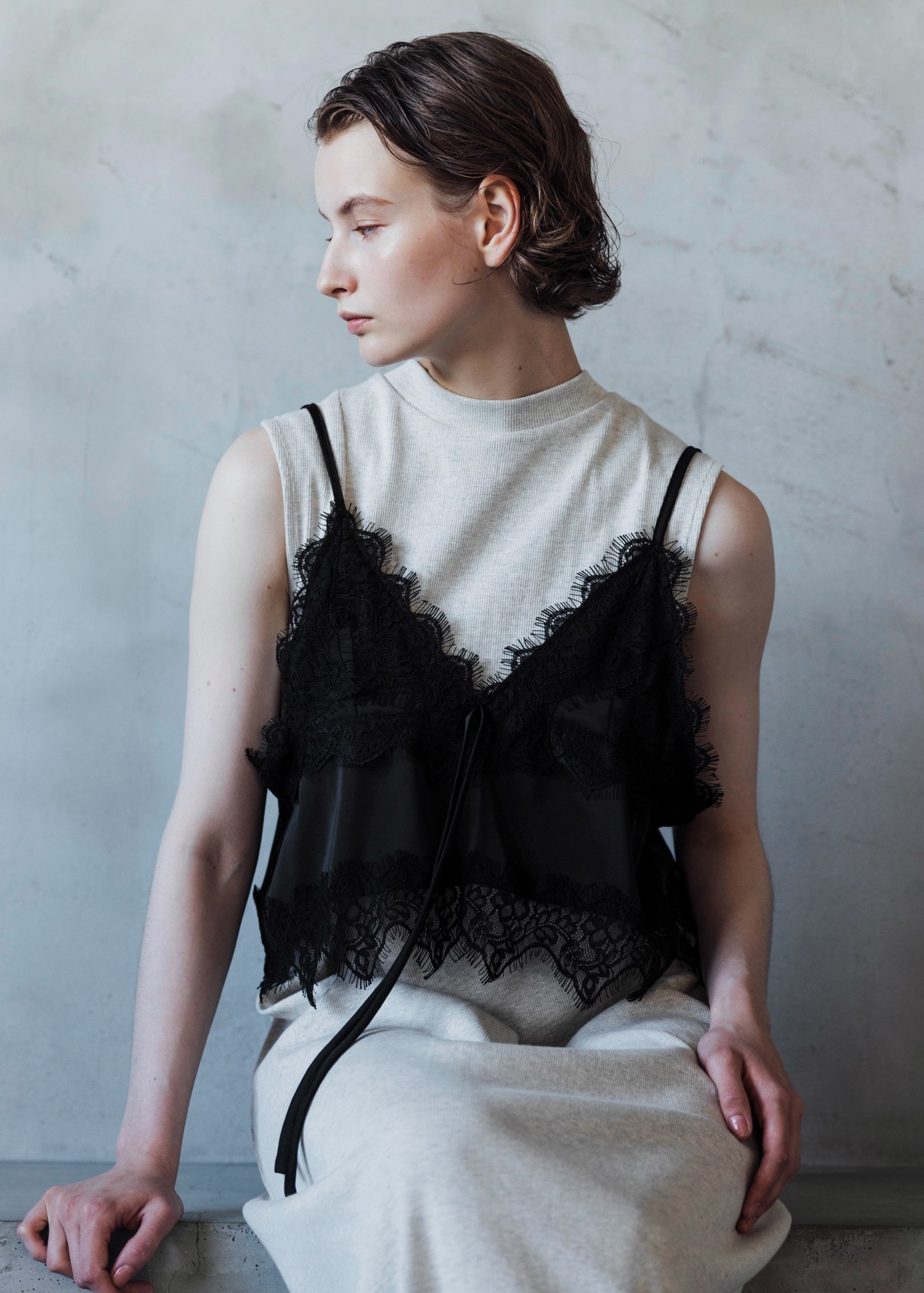 lace cropped bustier cami