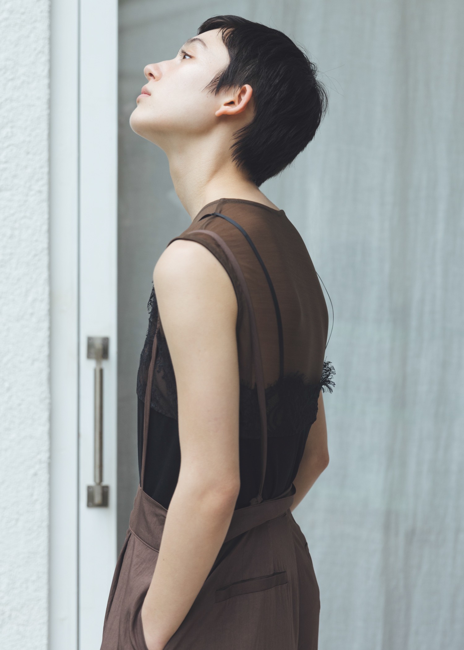 sheer cut and sew layered lace tops