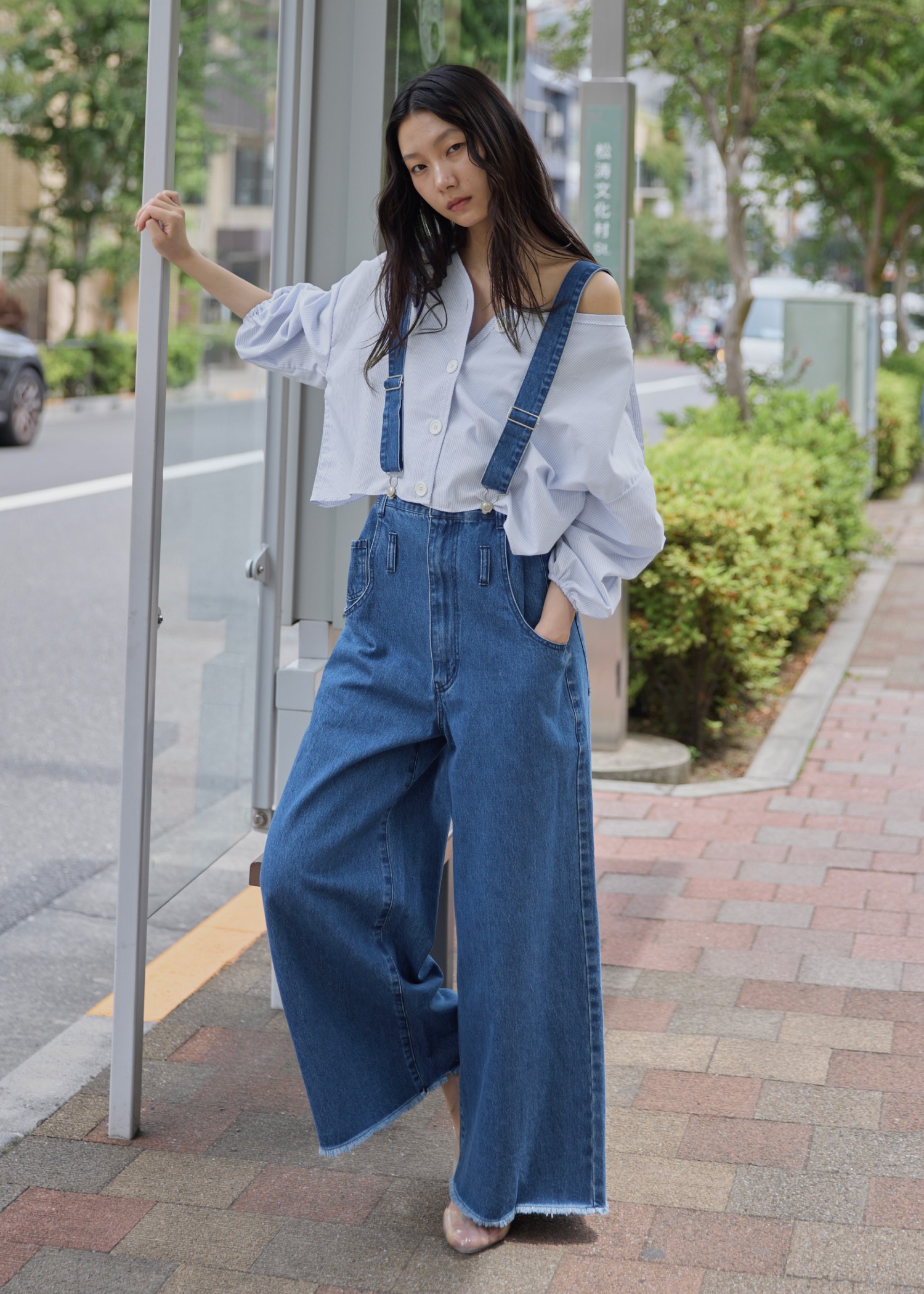 volume gather sleeve v neck BL