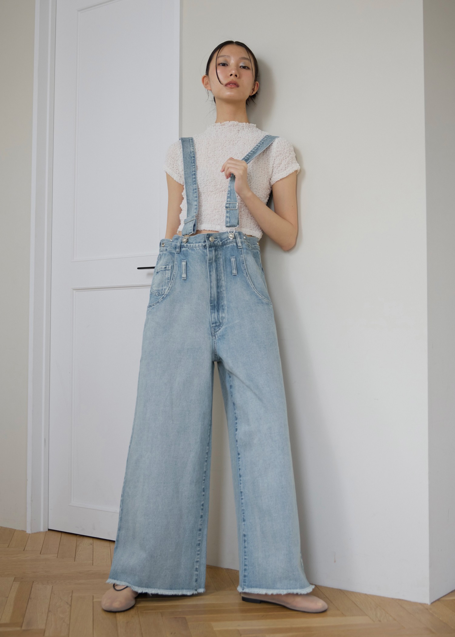 ウィルセレクション　コーデセット　3点セット　おまけ1点　サロペット　トップス チュールフリルベスト×リネンタッチ オールインワン