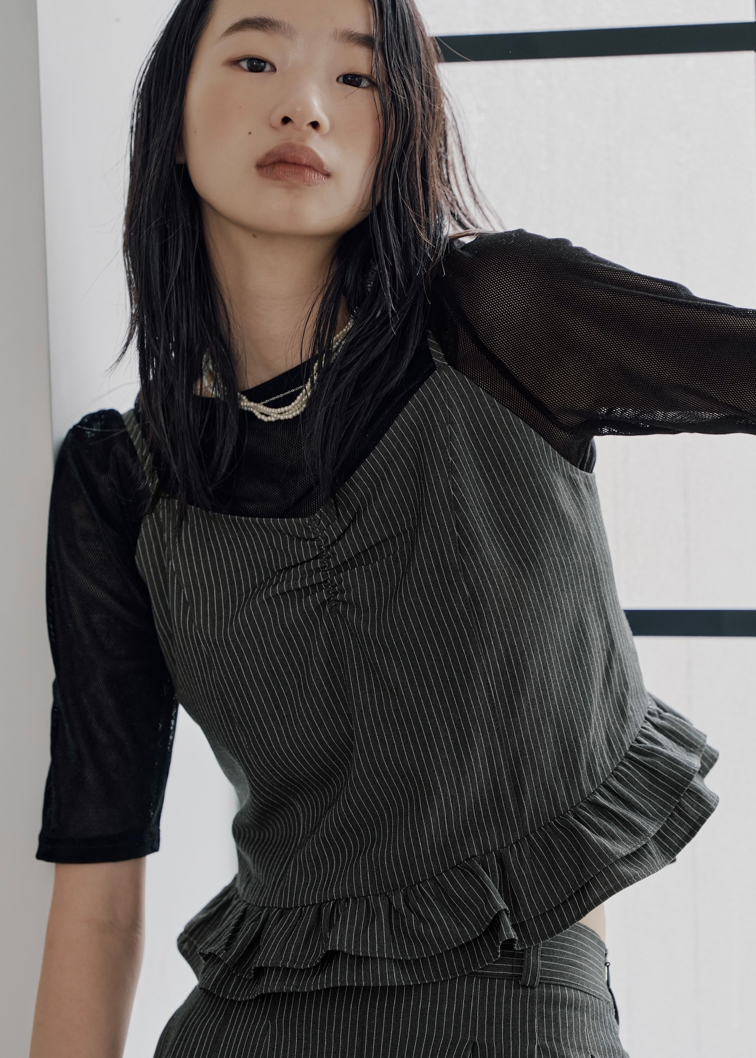 velour mesh tulle half sleeve tops