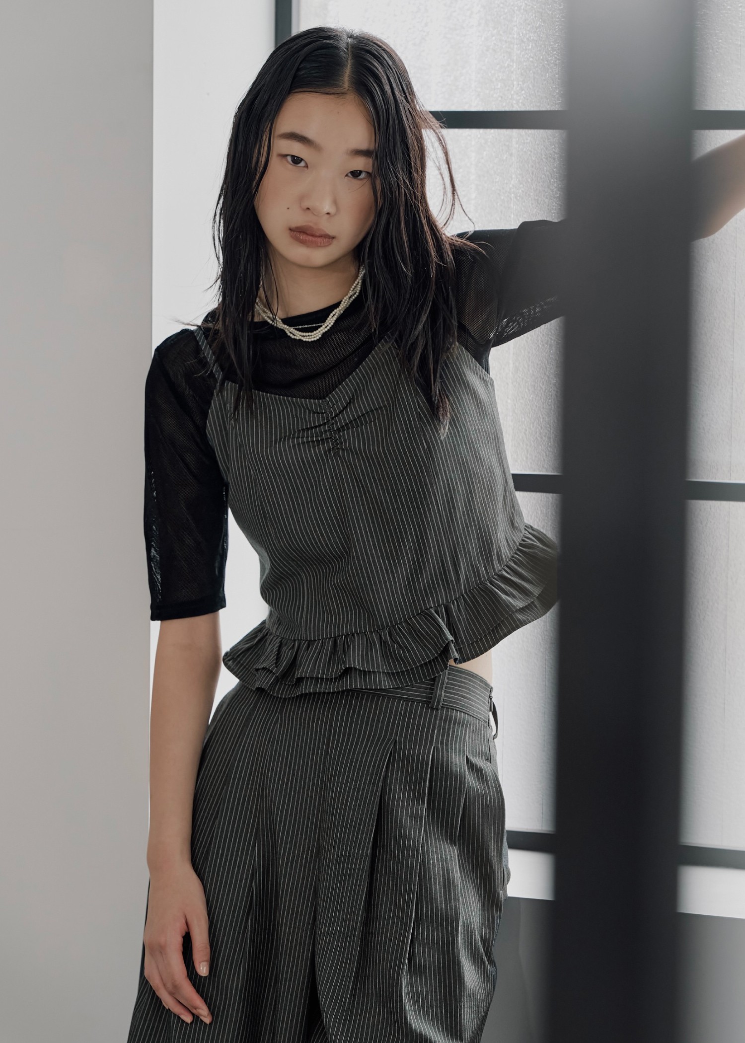 velour mesh tulle half sleeve tops