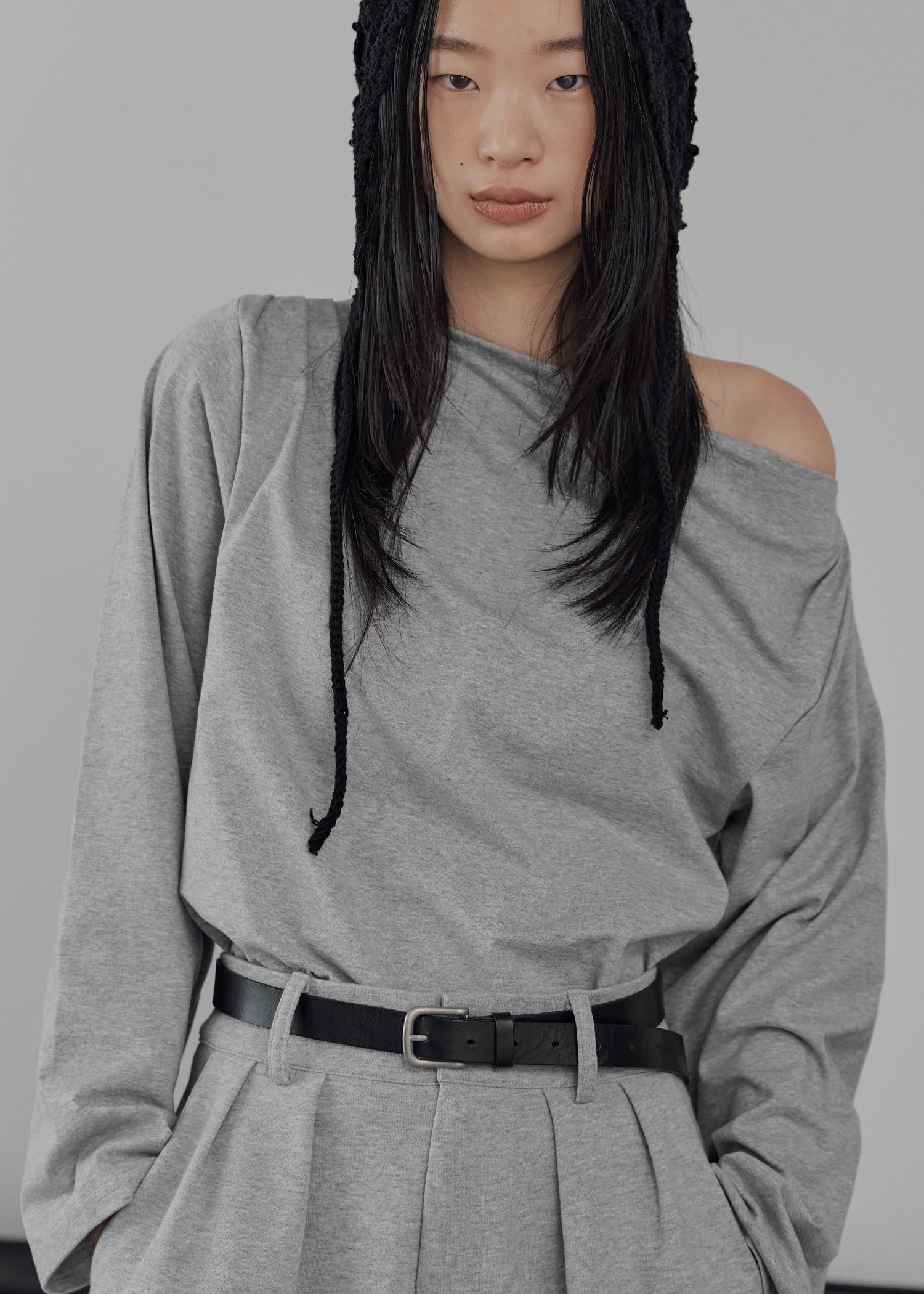asymmetry drape neck tops