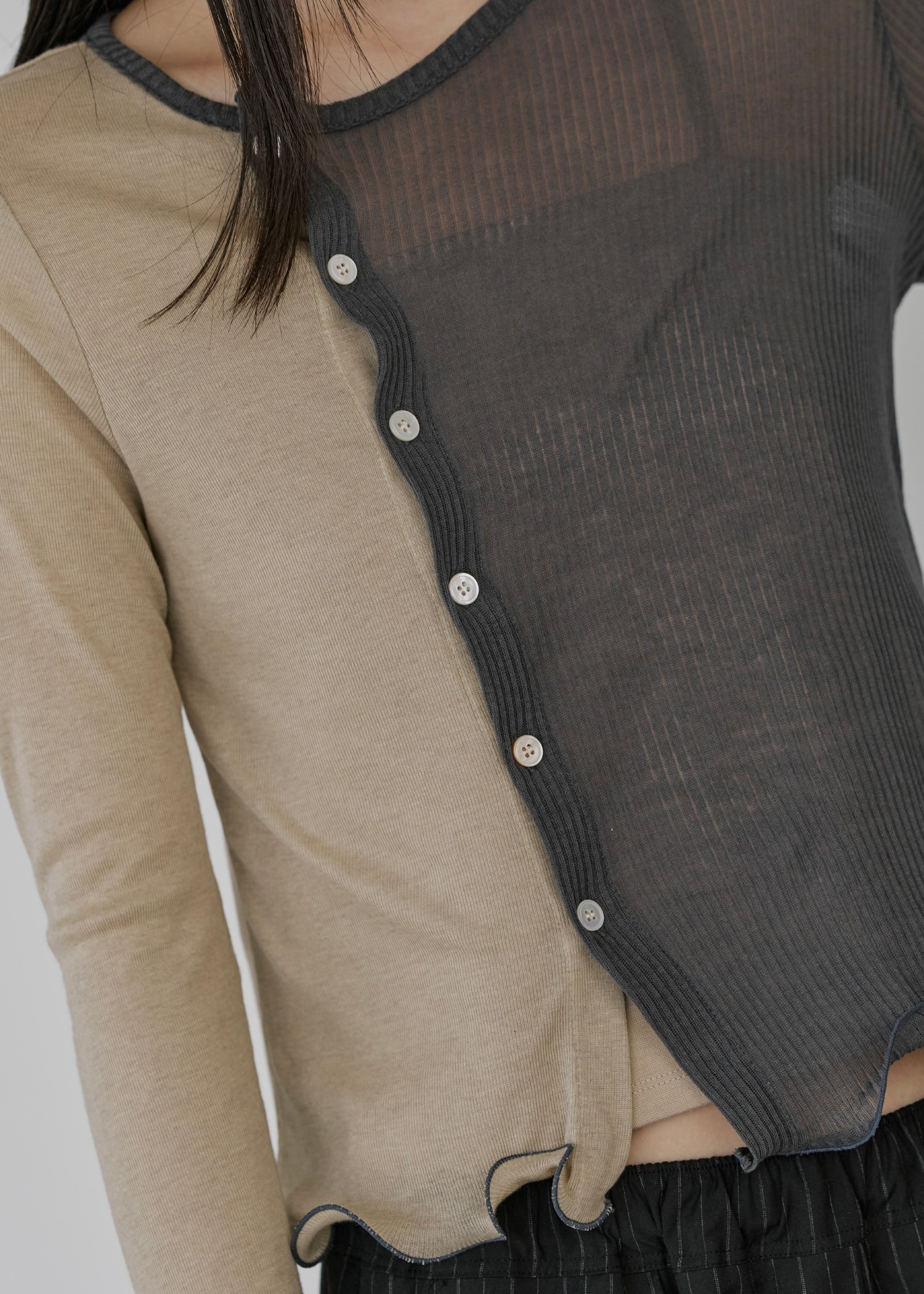 hem mellow sheer assort fabric tops