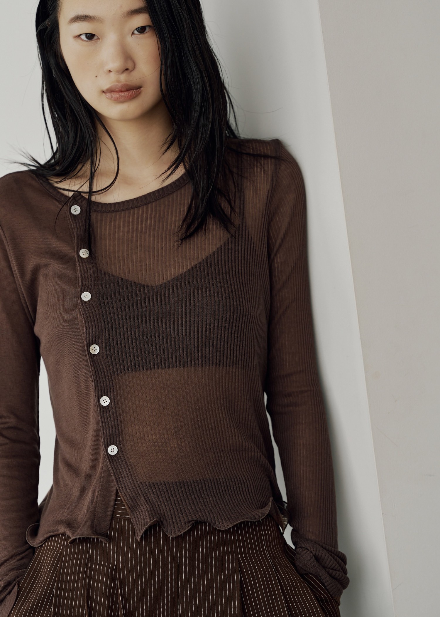 hem mellow sheer assort fabric tops