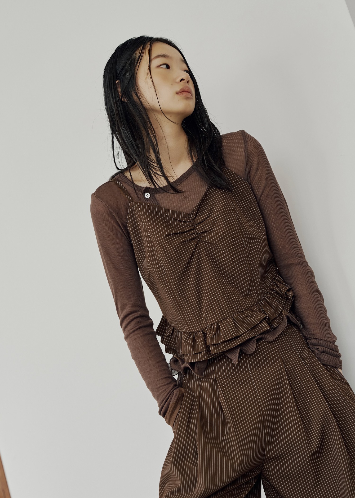 hem mellow sheer assort fabric tops