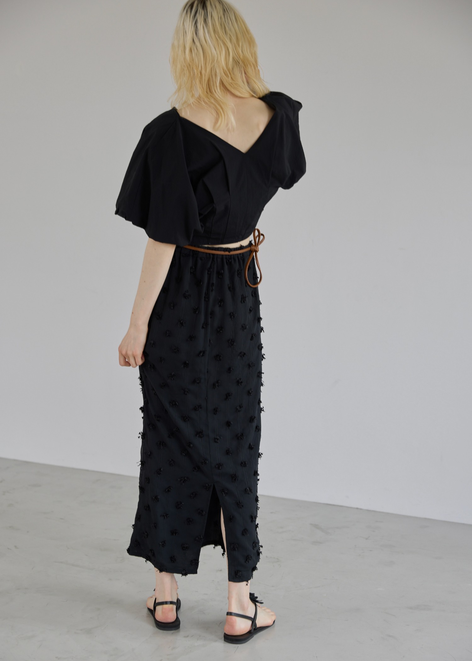 volume tuck V neck dolman tops